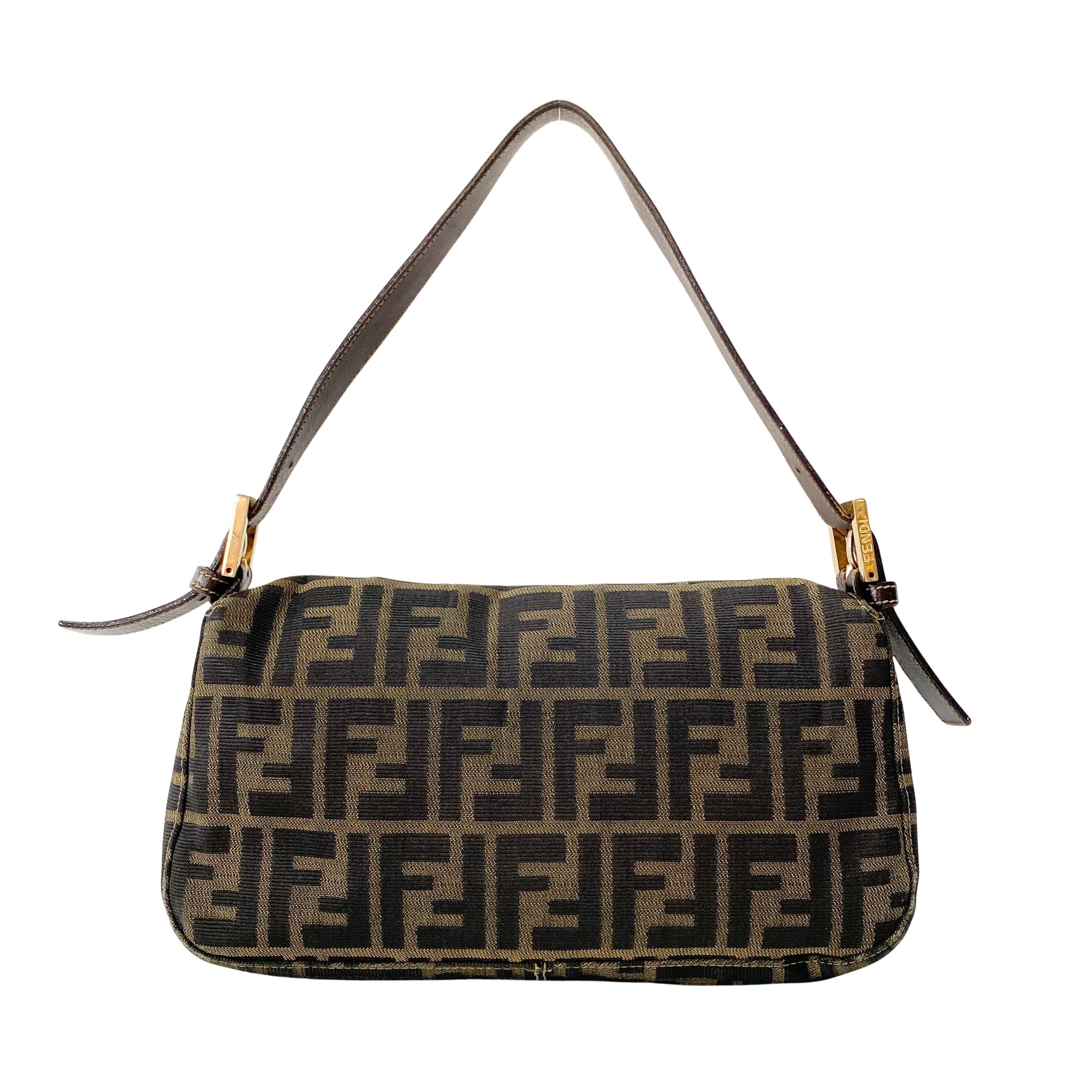 Zucca Baguette Brown Canvas Shoulder Bag