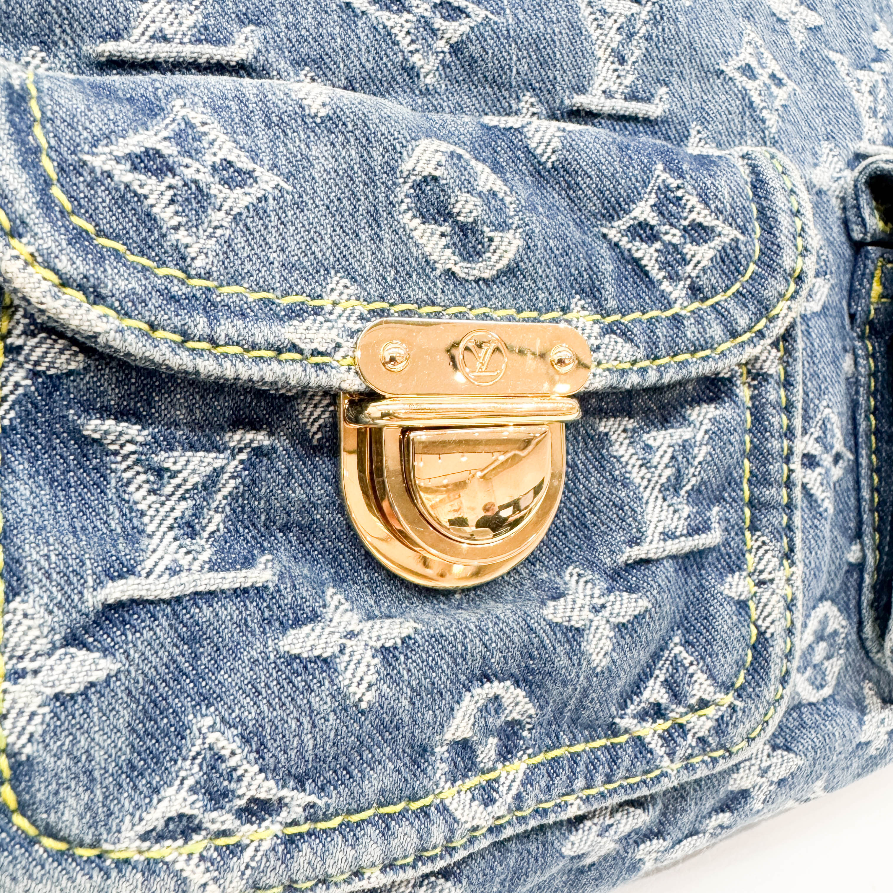 Baggy Blue Monogram Denim Tote Bag