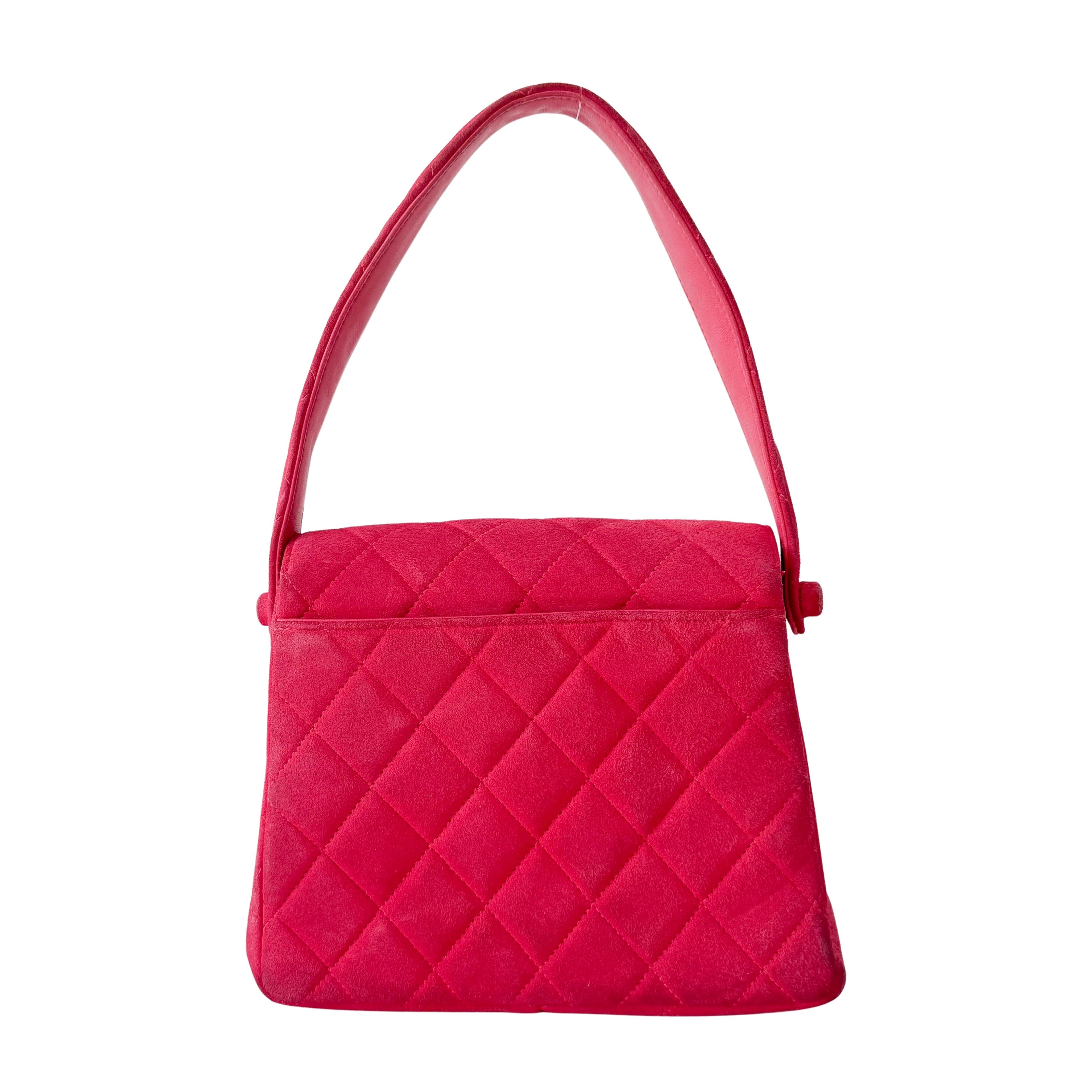 Matelasse in Pink Suede and Gold CC Logo Mini Bag