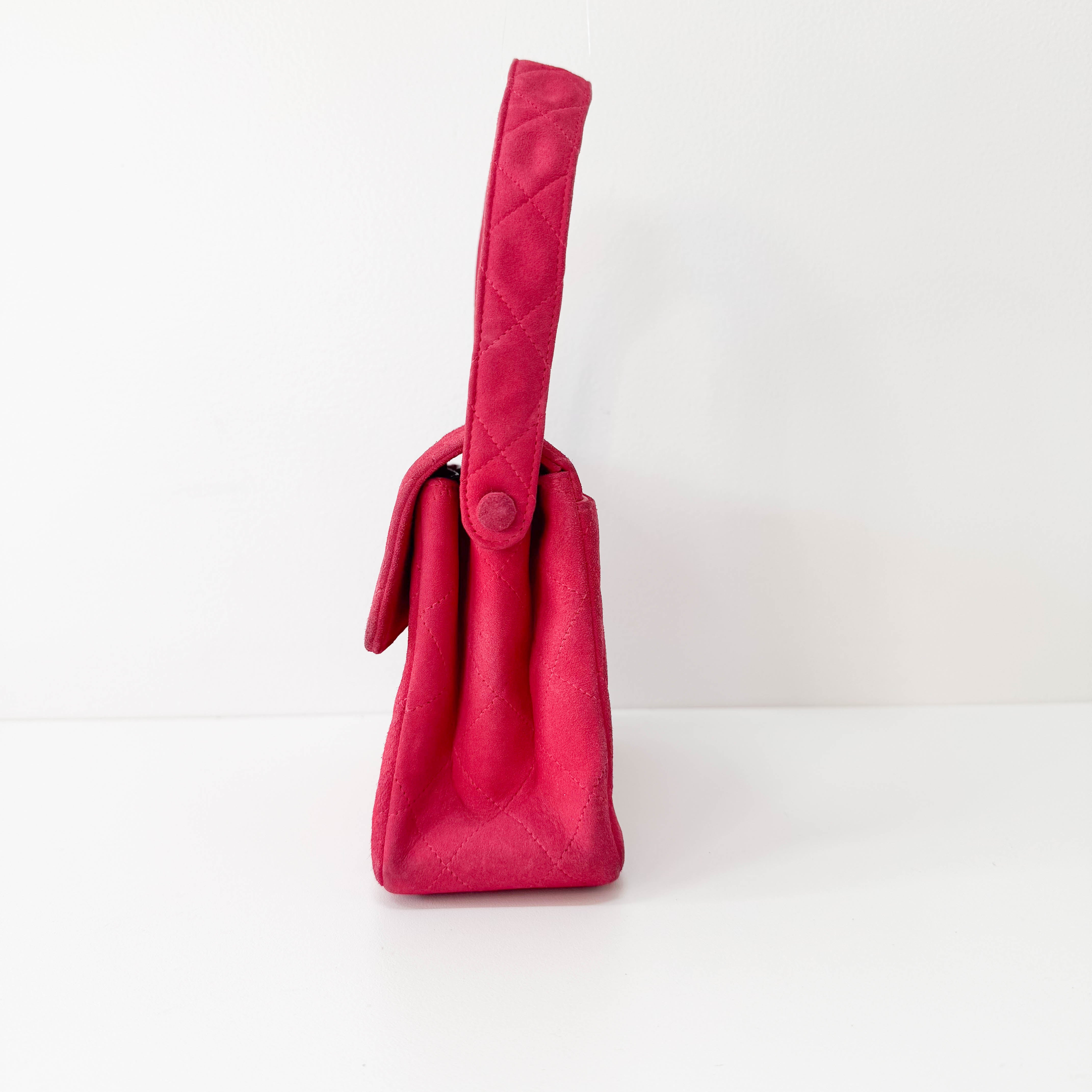 Matelasse in Pink Suede and Gold CC Logo Mini Bag