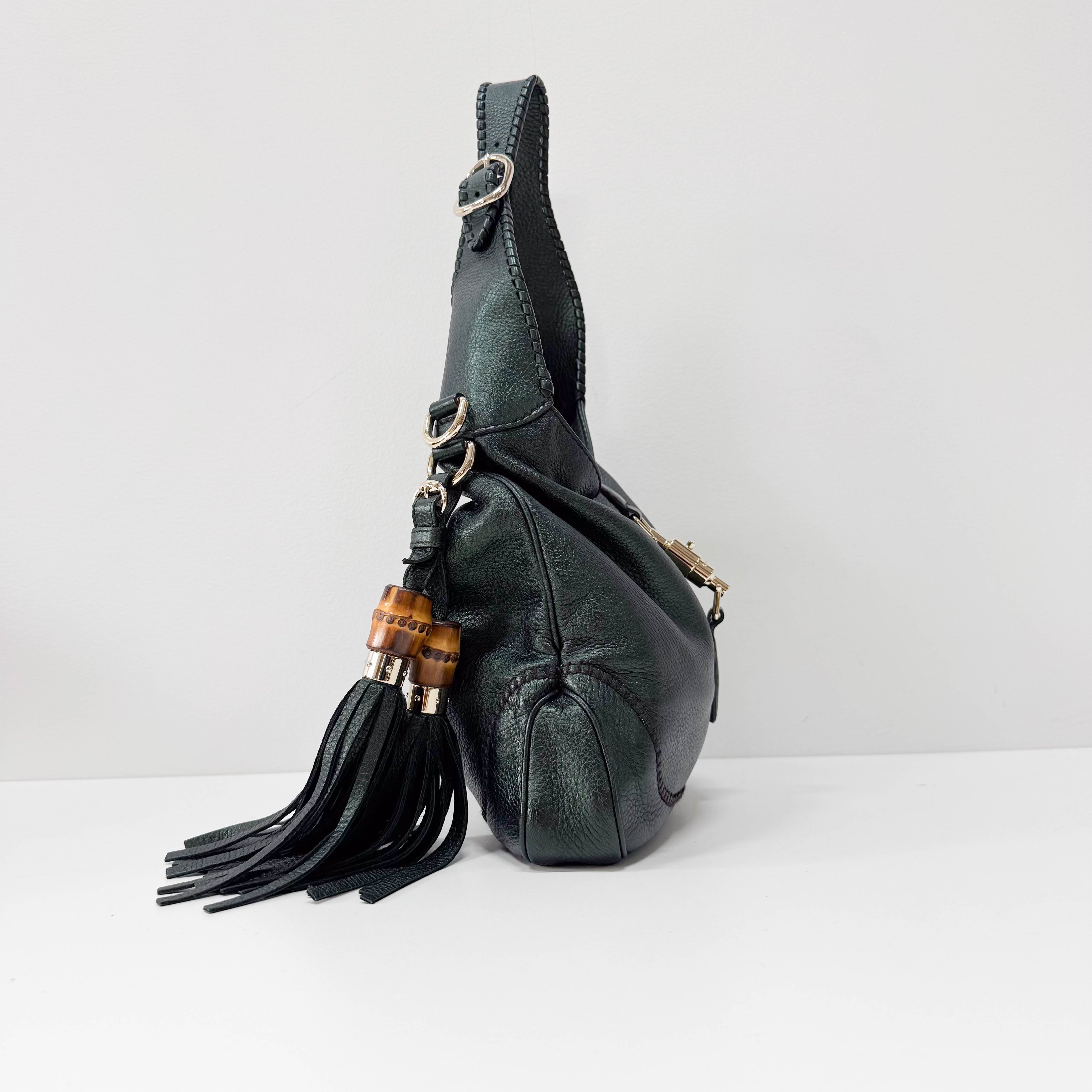 New Jackie Green Leather Shoulder Bag