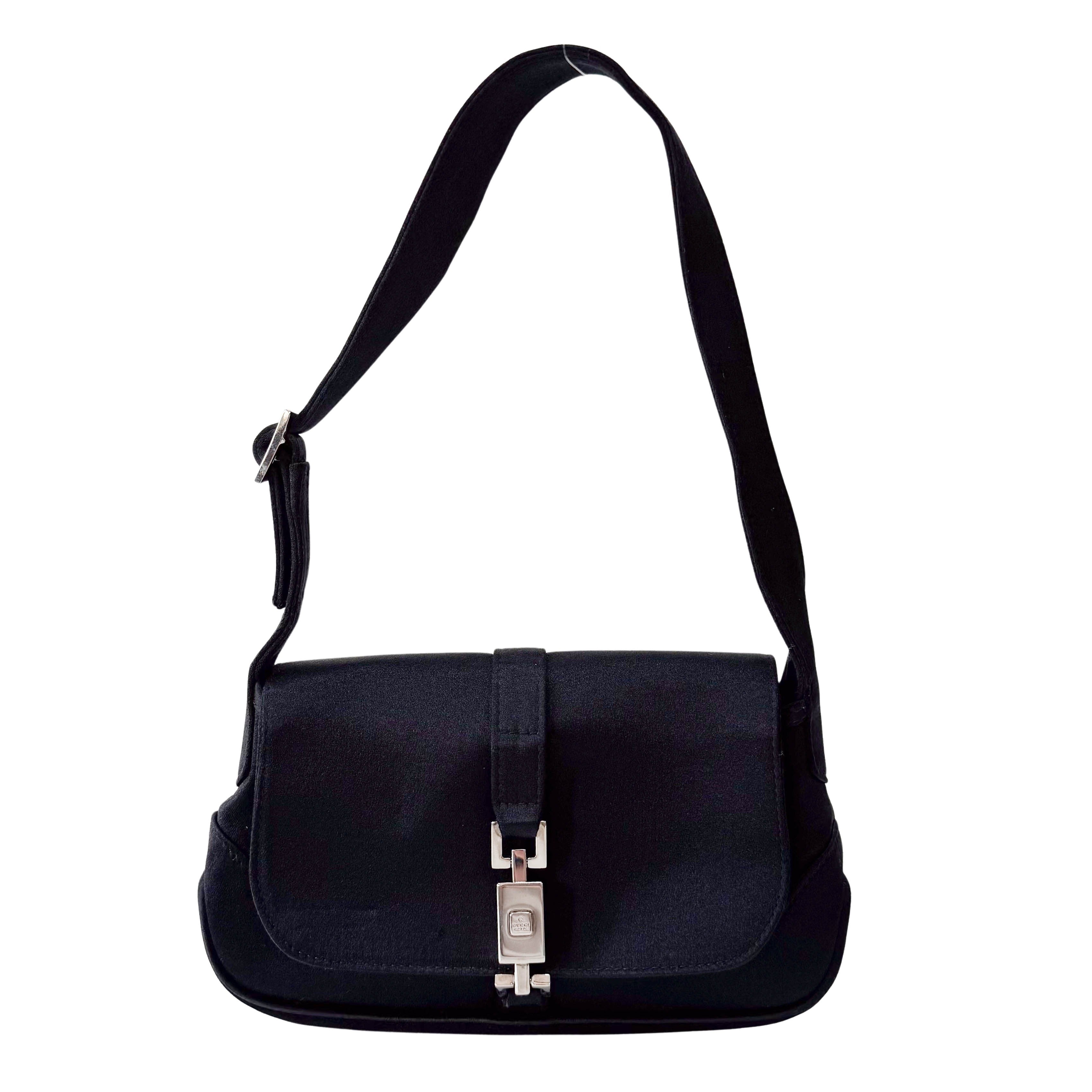 Mini Jackie Black Satin Shoulder Bag