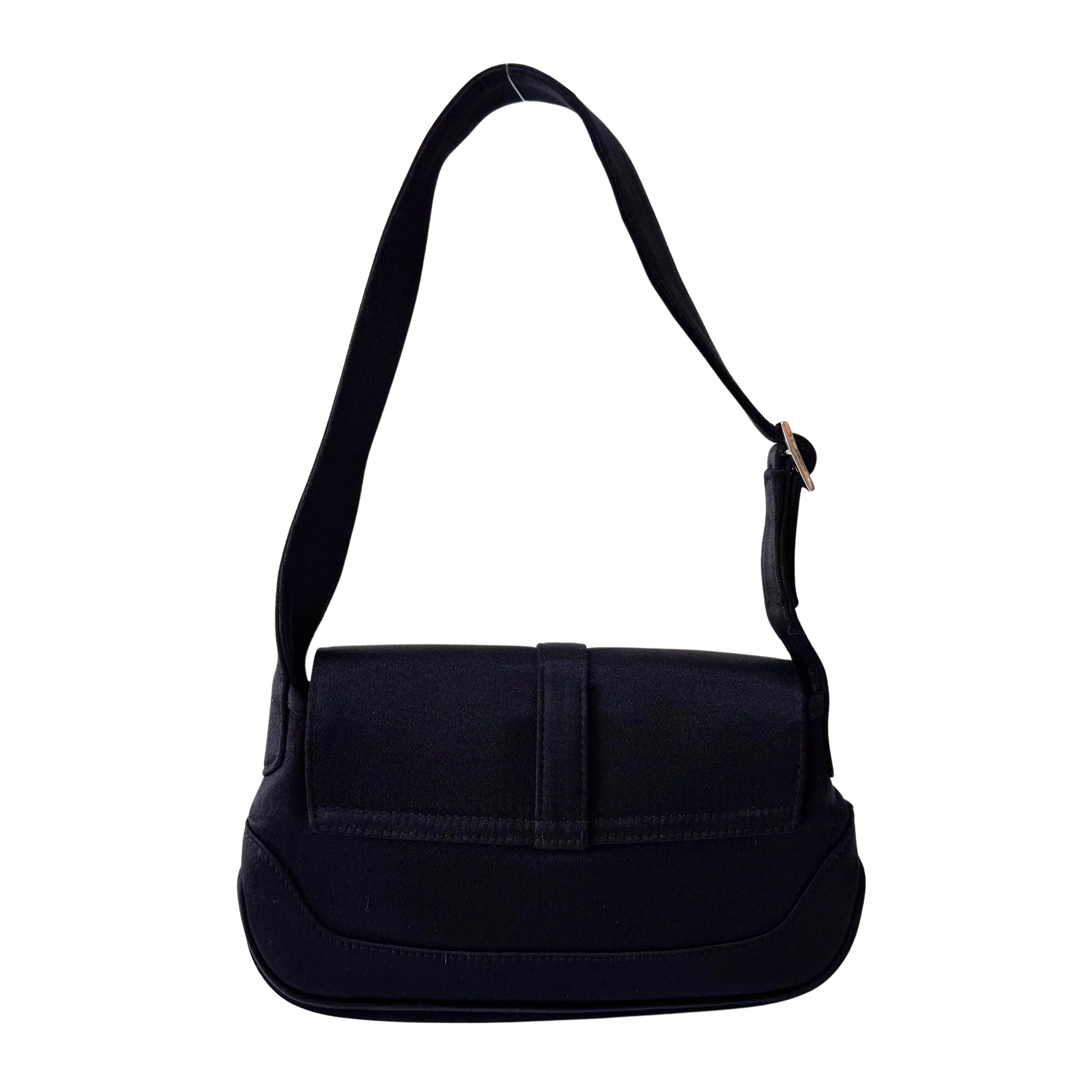 Mini Jackie Black Satin Shoulder Bag