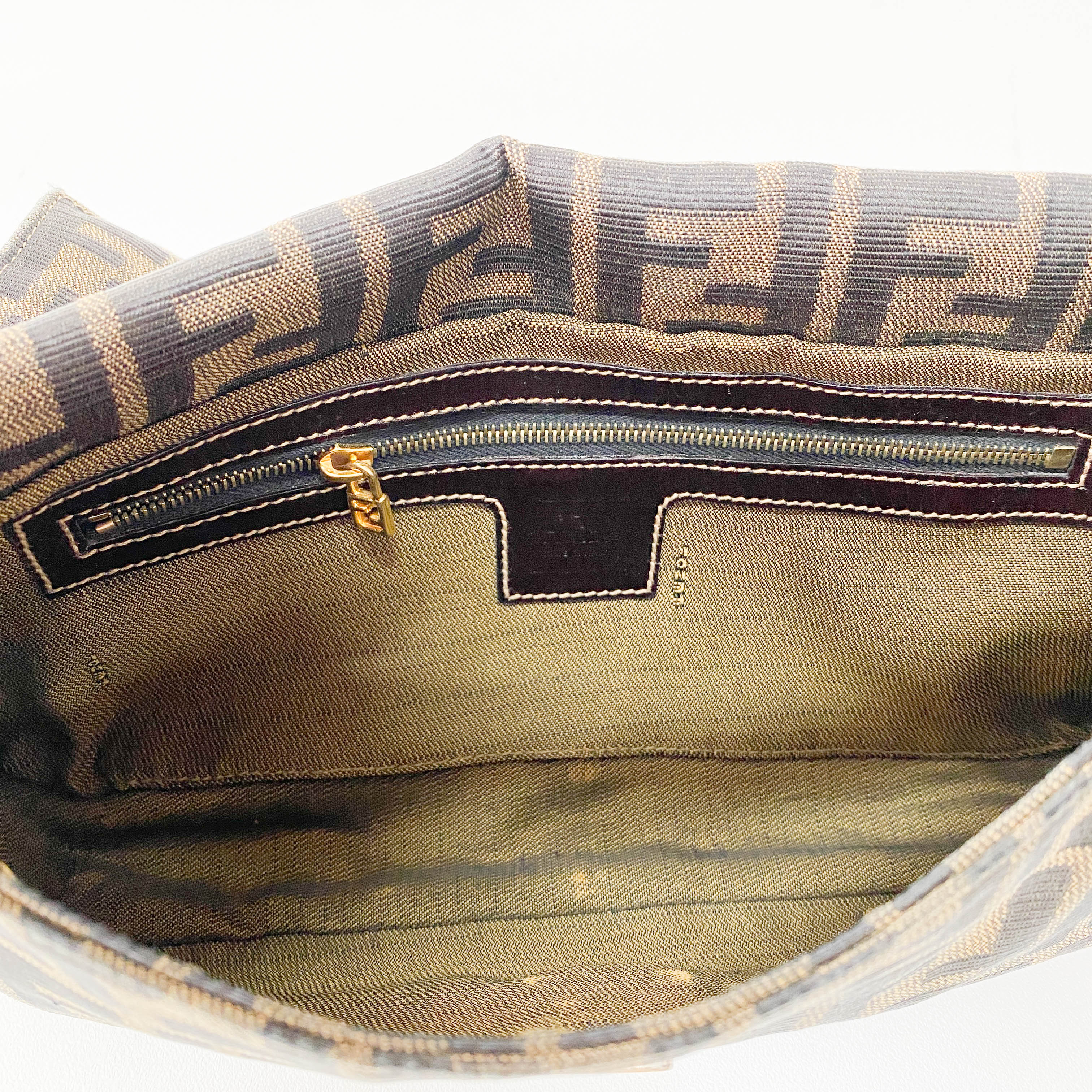 Zucca Baguette Brown Canvas Shoulder Bag