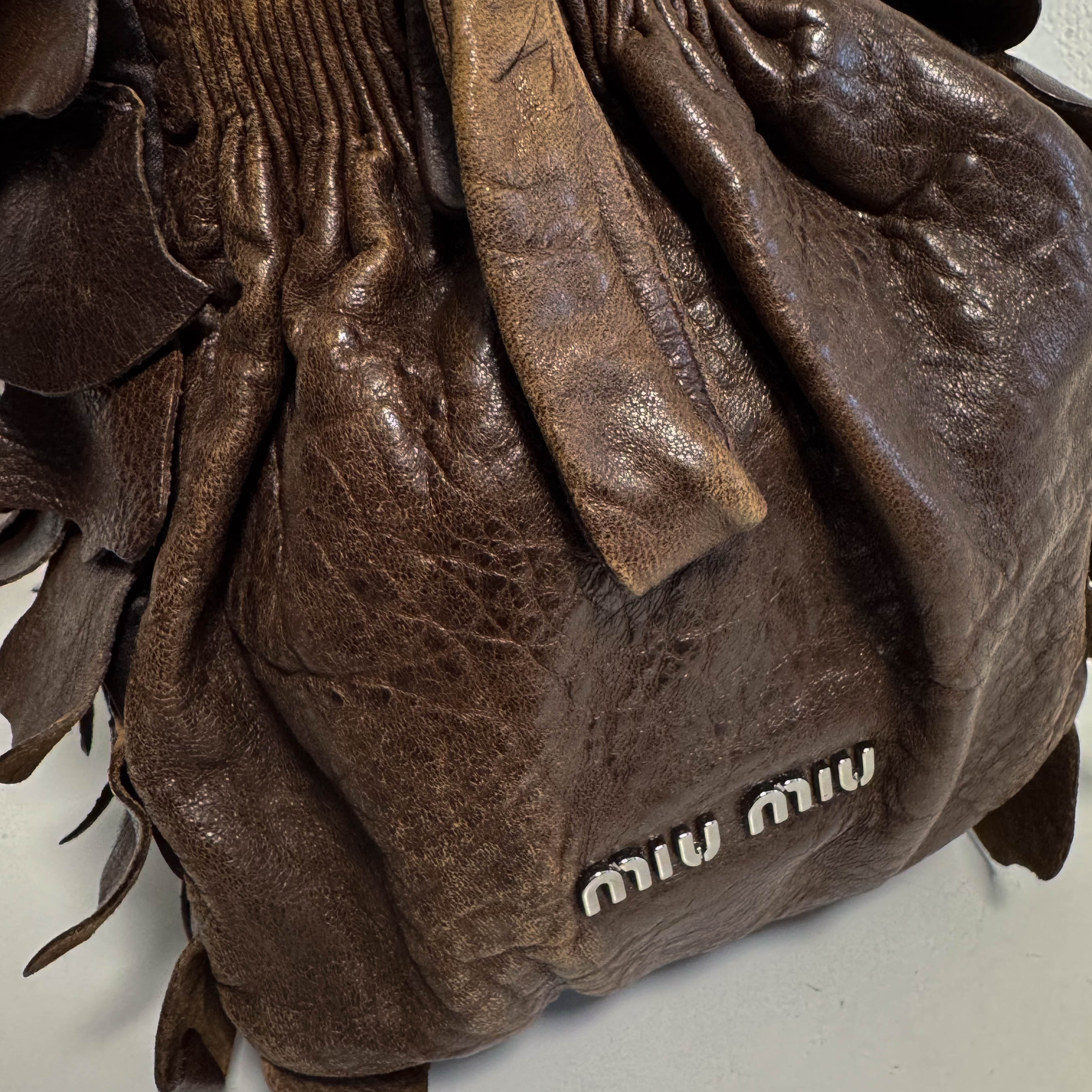 Archive Brown Leather Fringe Hand Bag