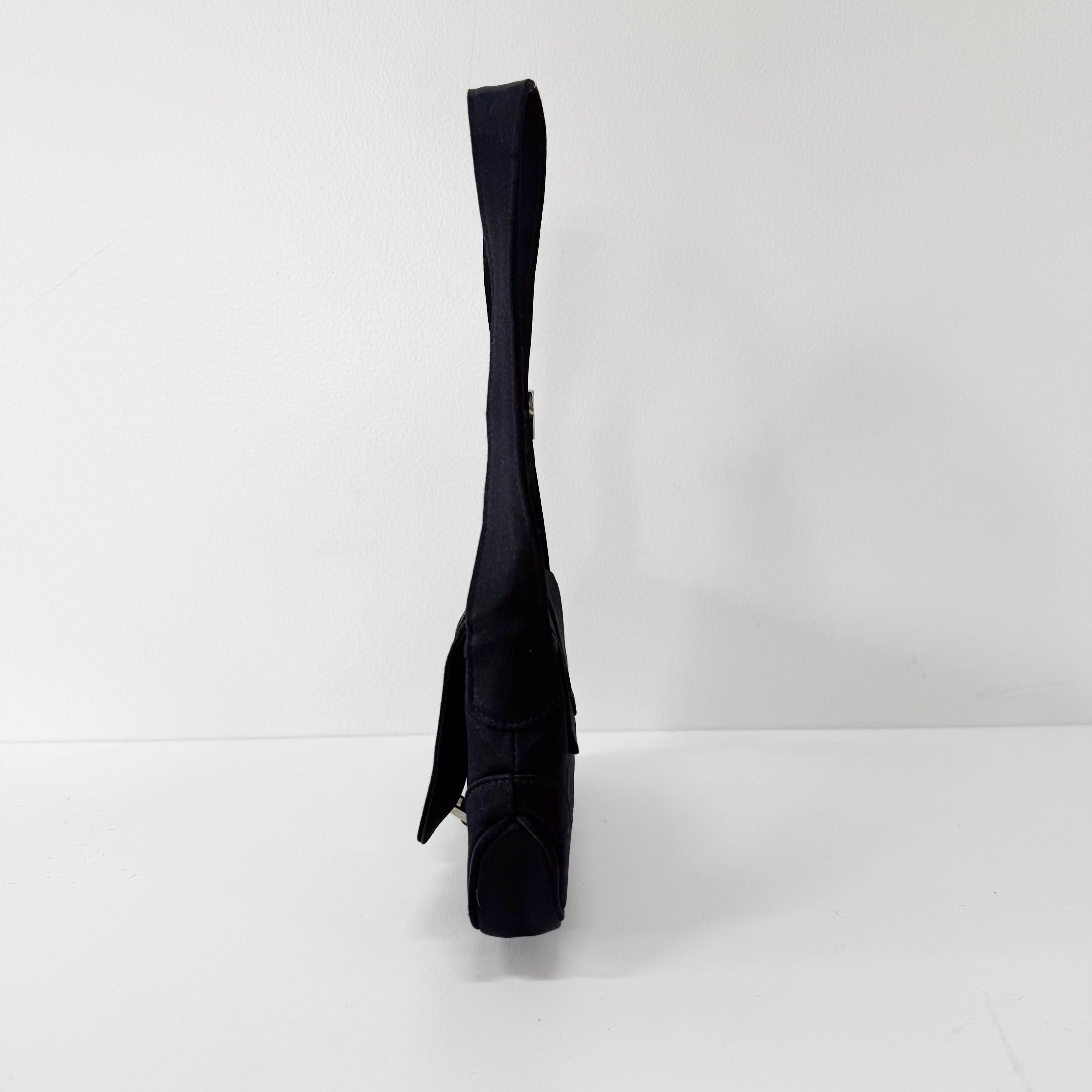 Mini Jackie Black Satin Shoulder Bag