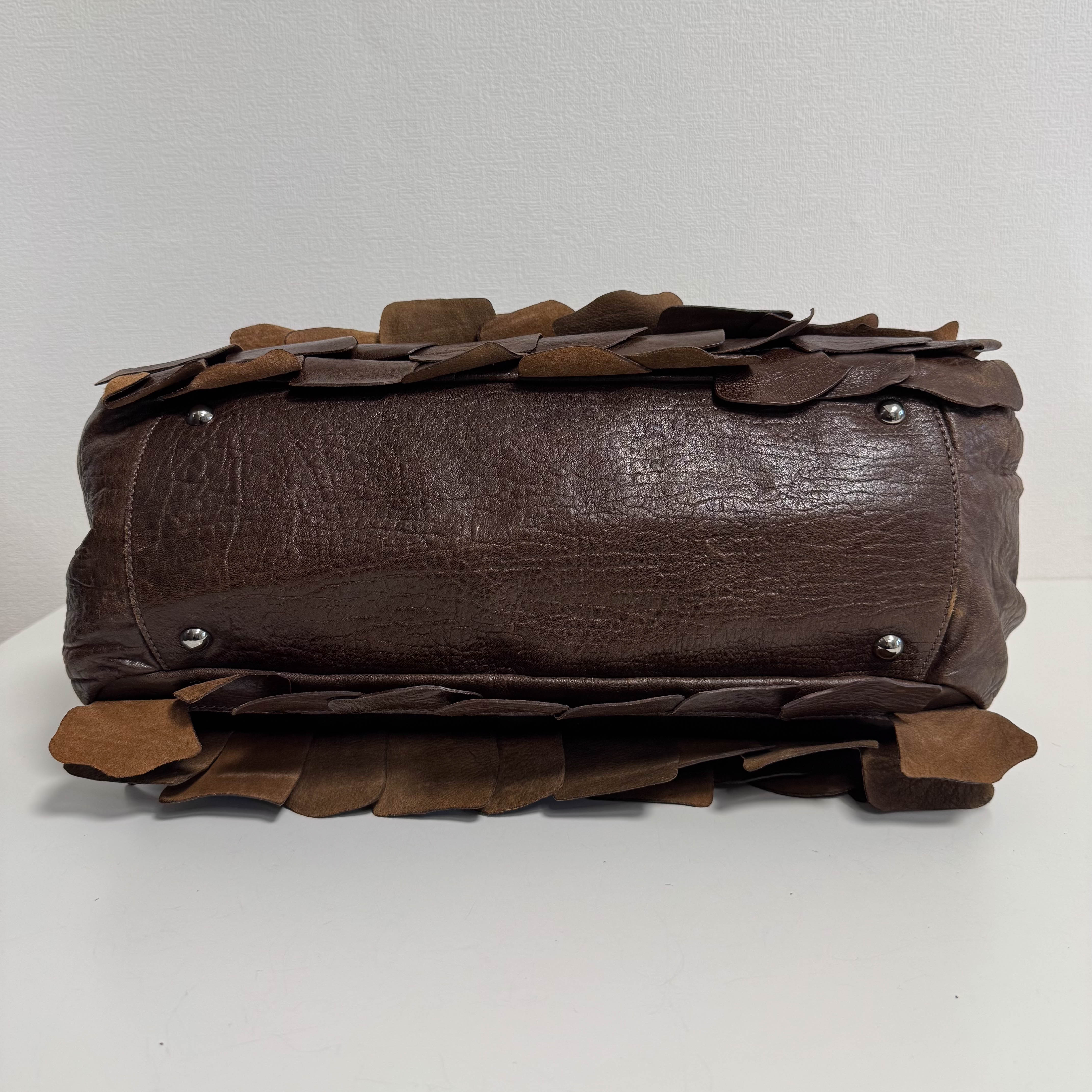 Archive Brown Leather Fringe Hand Bag