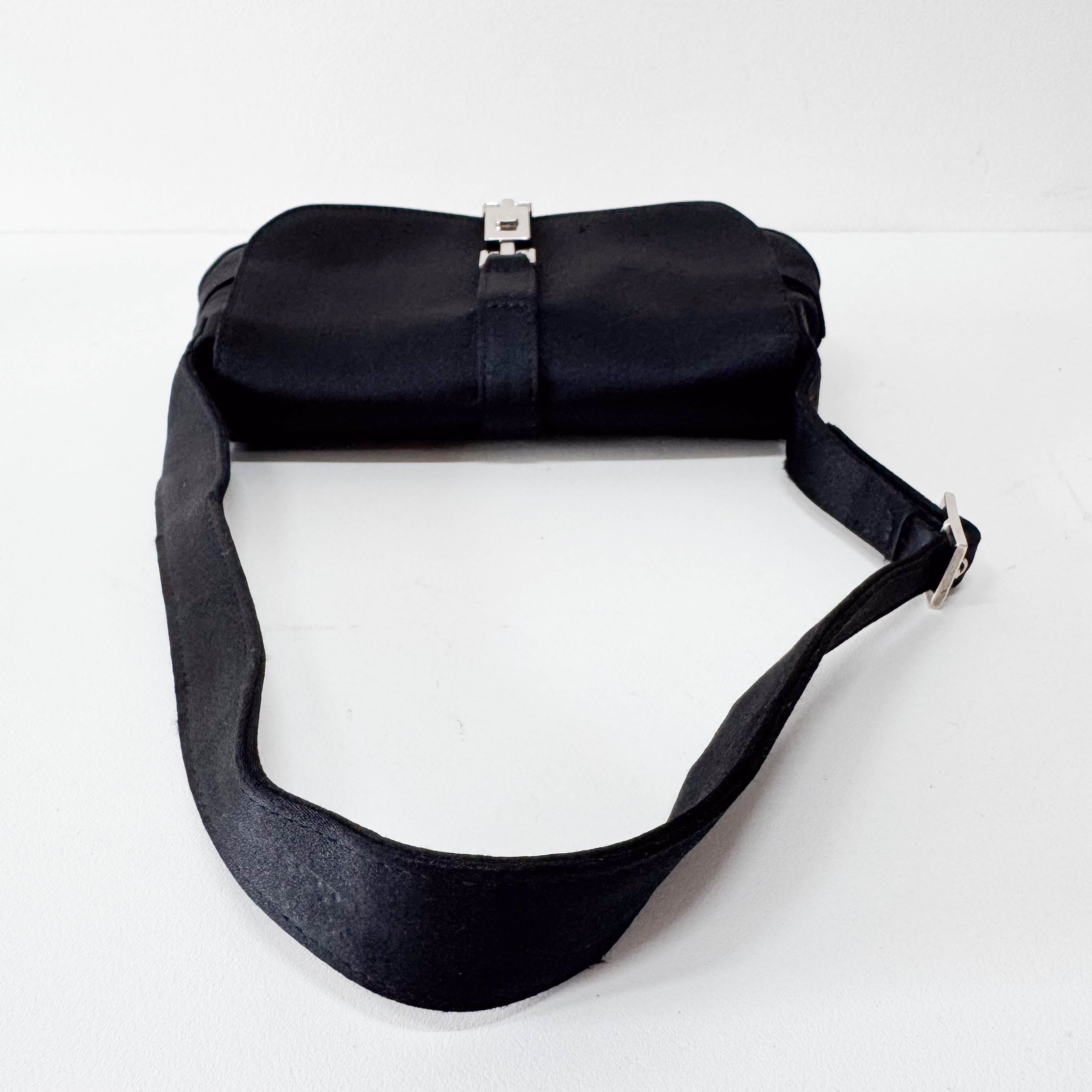 Mini Jackie Black Satin Shoulder Bag