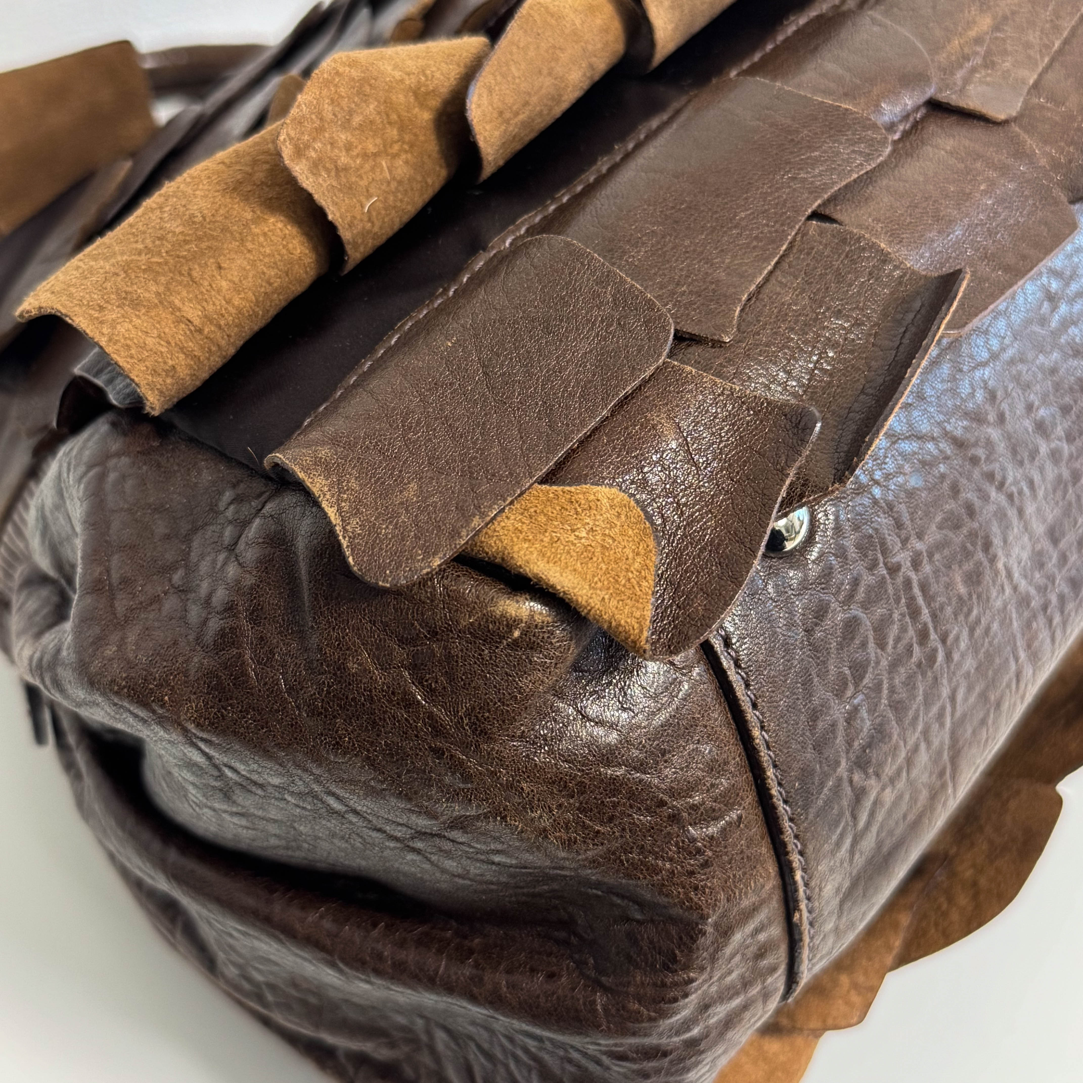 Archive Brown Leather Fringe Hand Bag