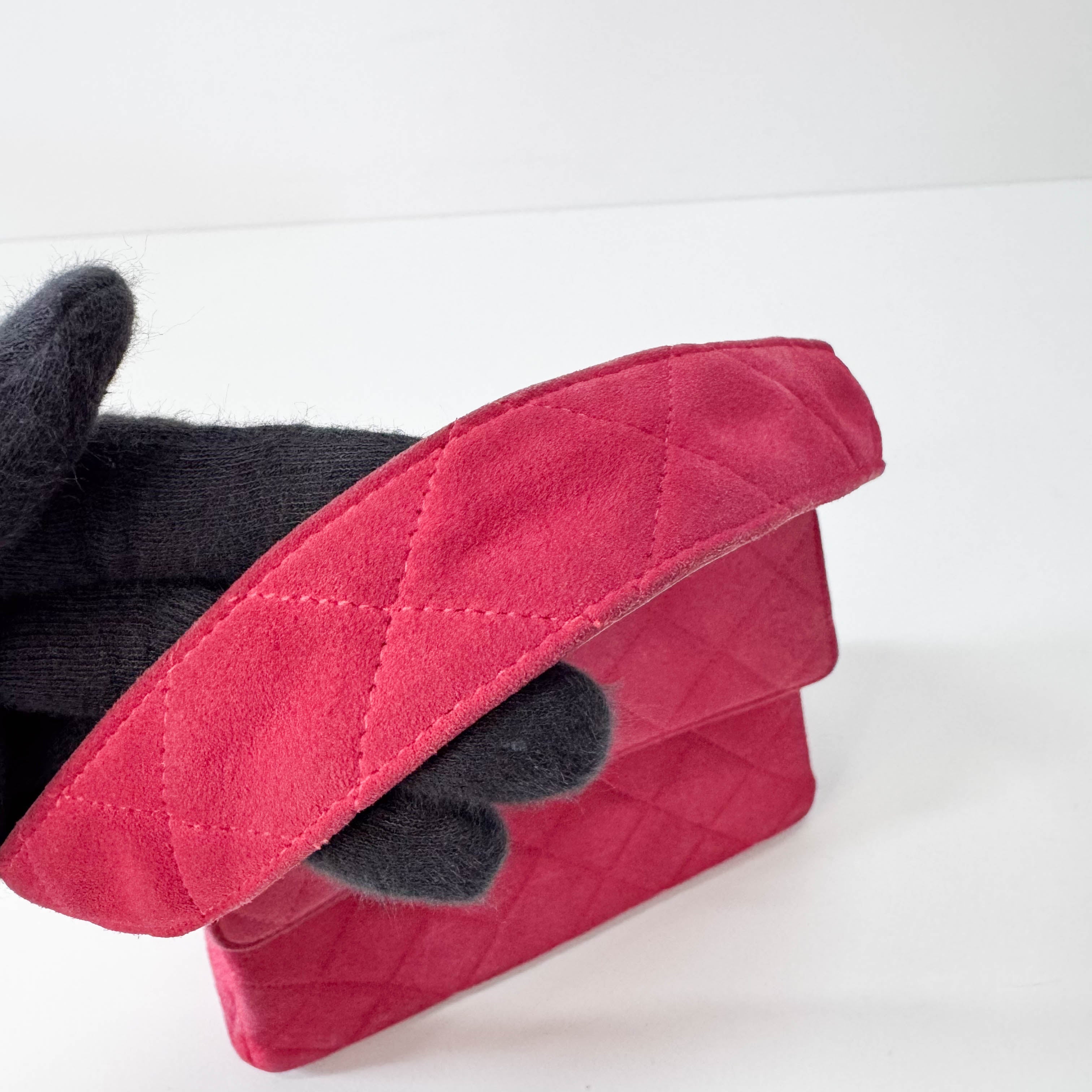 Matelasse in Pink Suede and Gold CC Logo Mini Bag