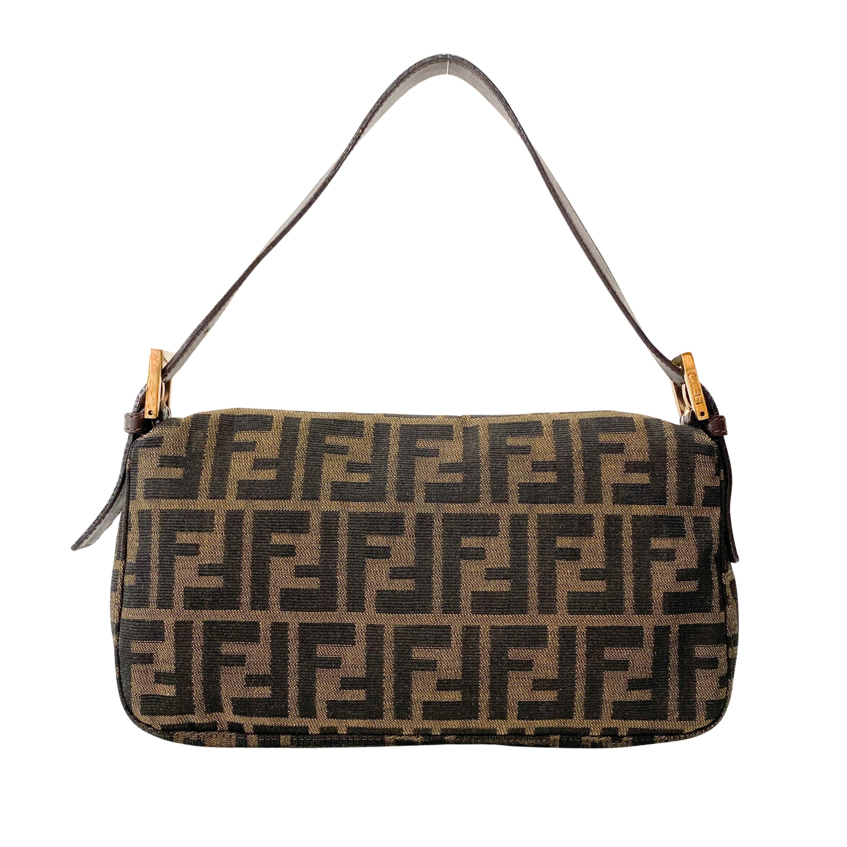 Zucca Baguette Brown Canvas Shoulder Bag