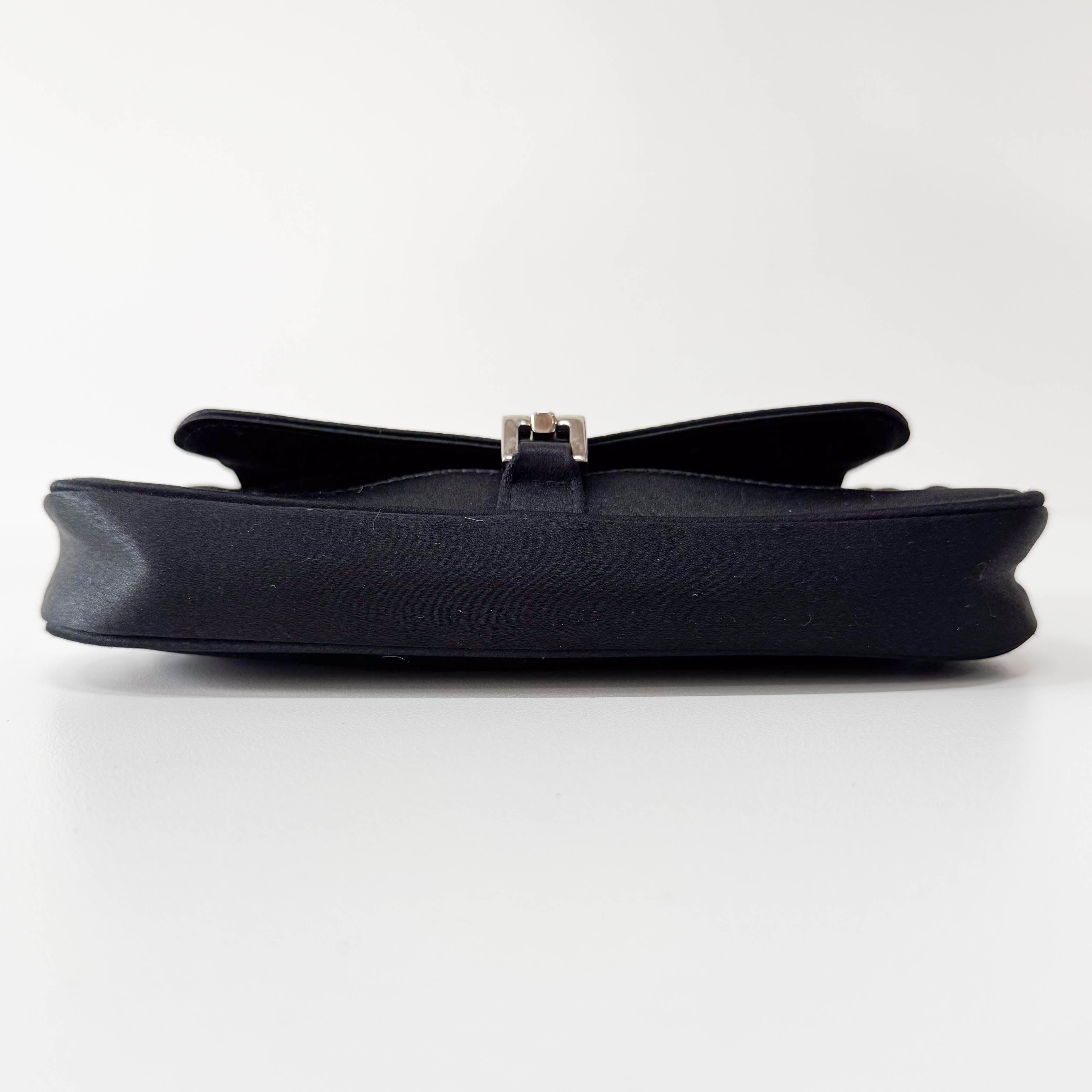 Mini Jackie Black Satin Shoulder Bag
