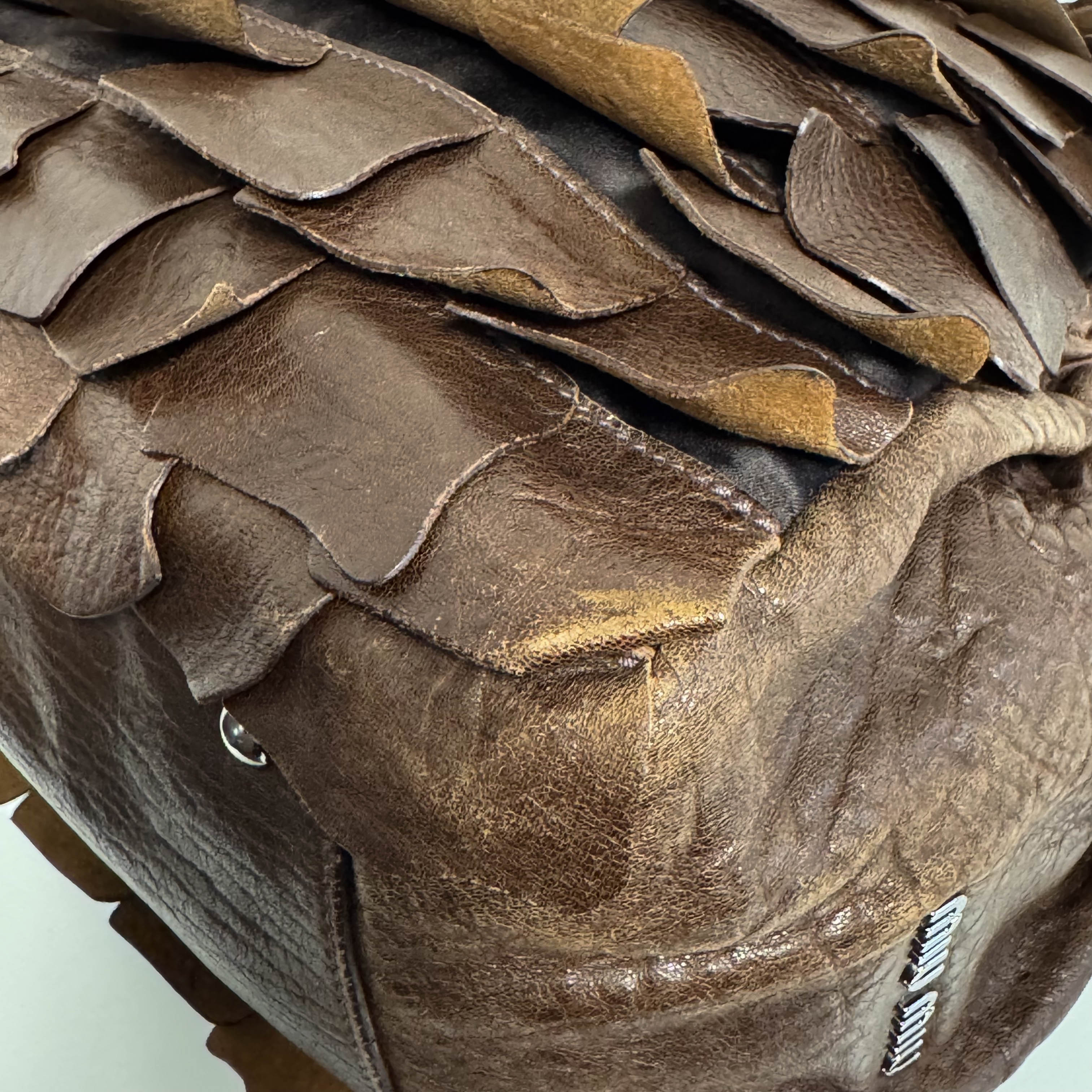 Archive Brown Leather Fringe Hand Bag