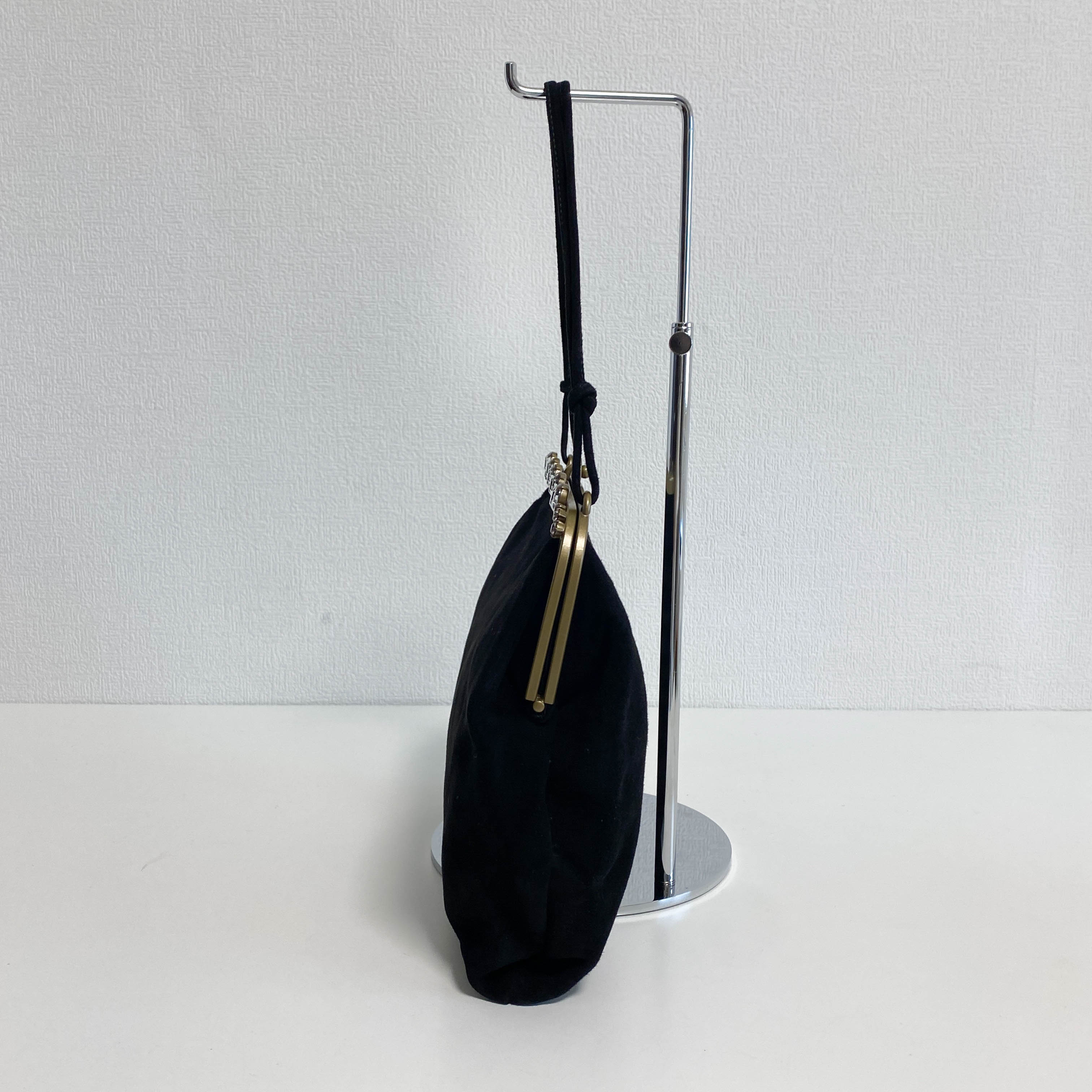 Velvet Black Rhinestone Frame Handbag