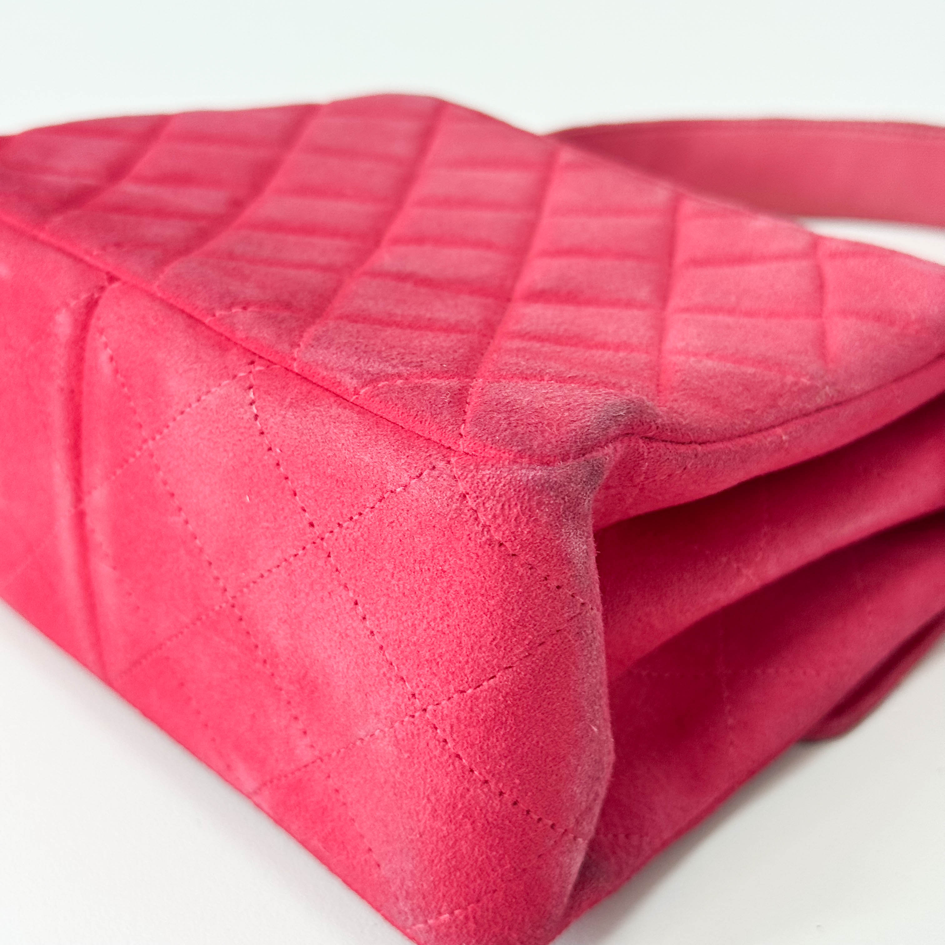 Matelasse in Pink Suede and Gold CC Logo Mini Bag