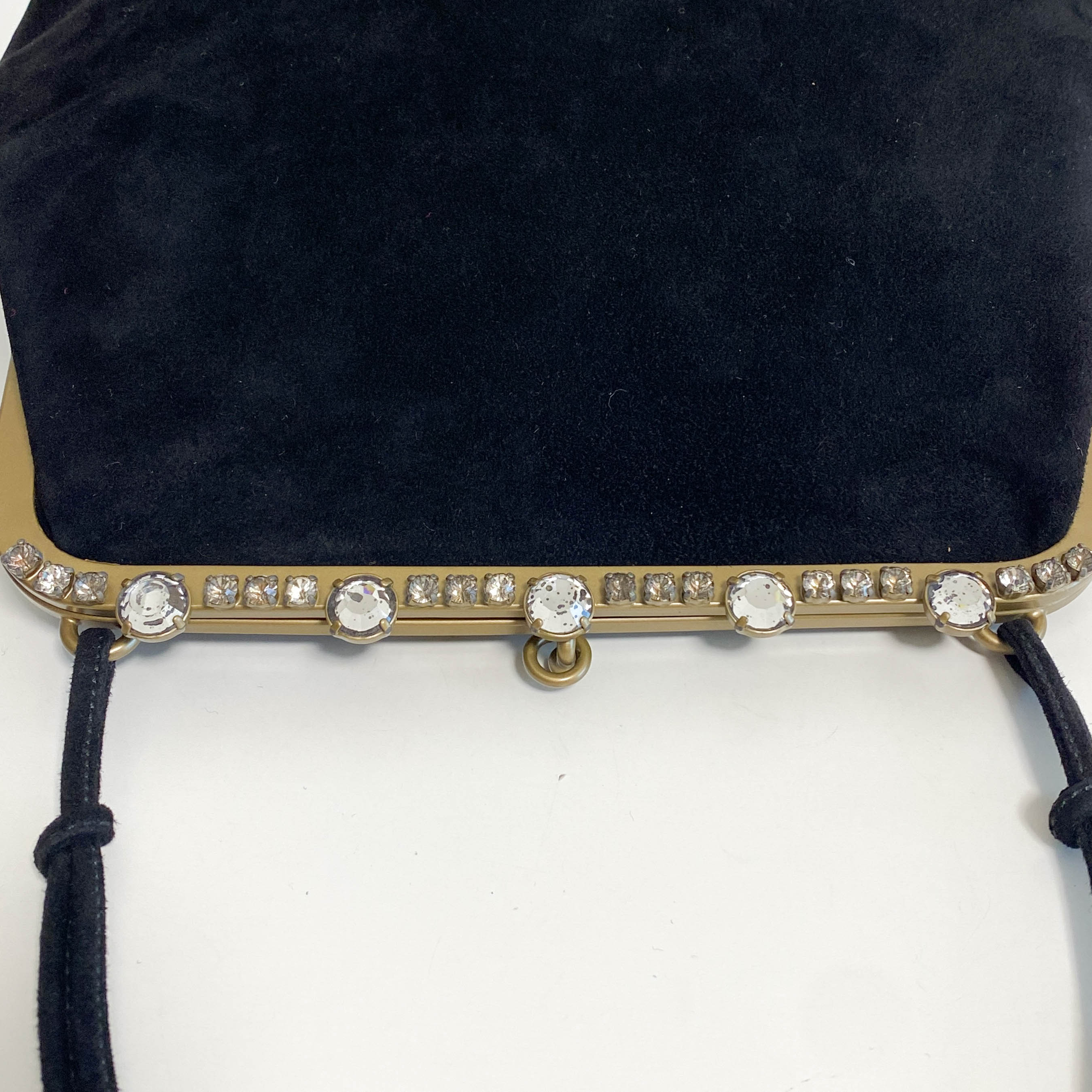 Velvet Black Rhinestone Frame Handbag