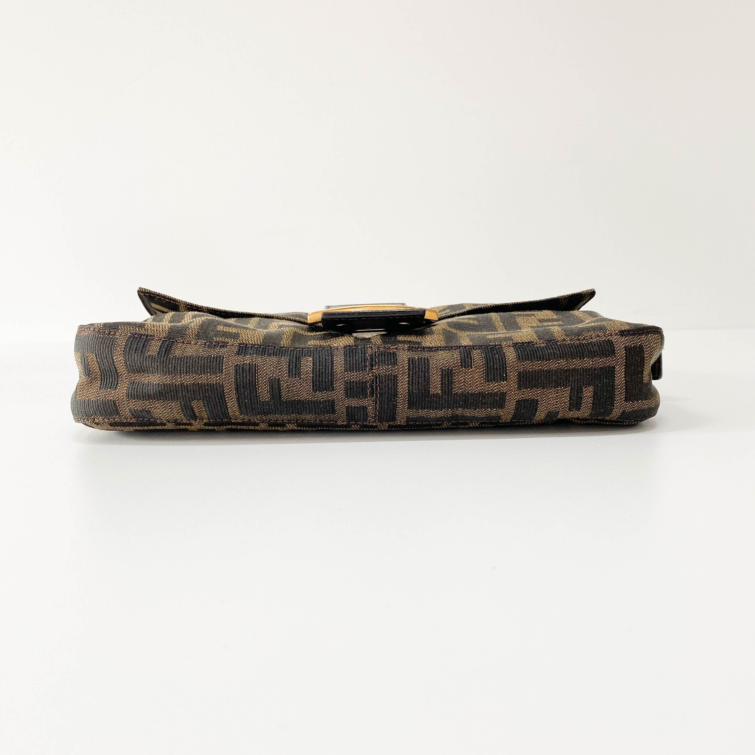 Zucca Baguette Brown Canvas Shoulder Bag