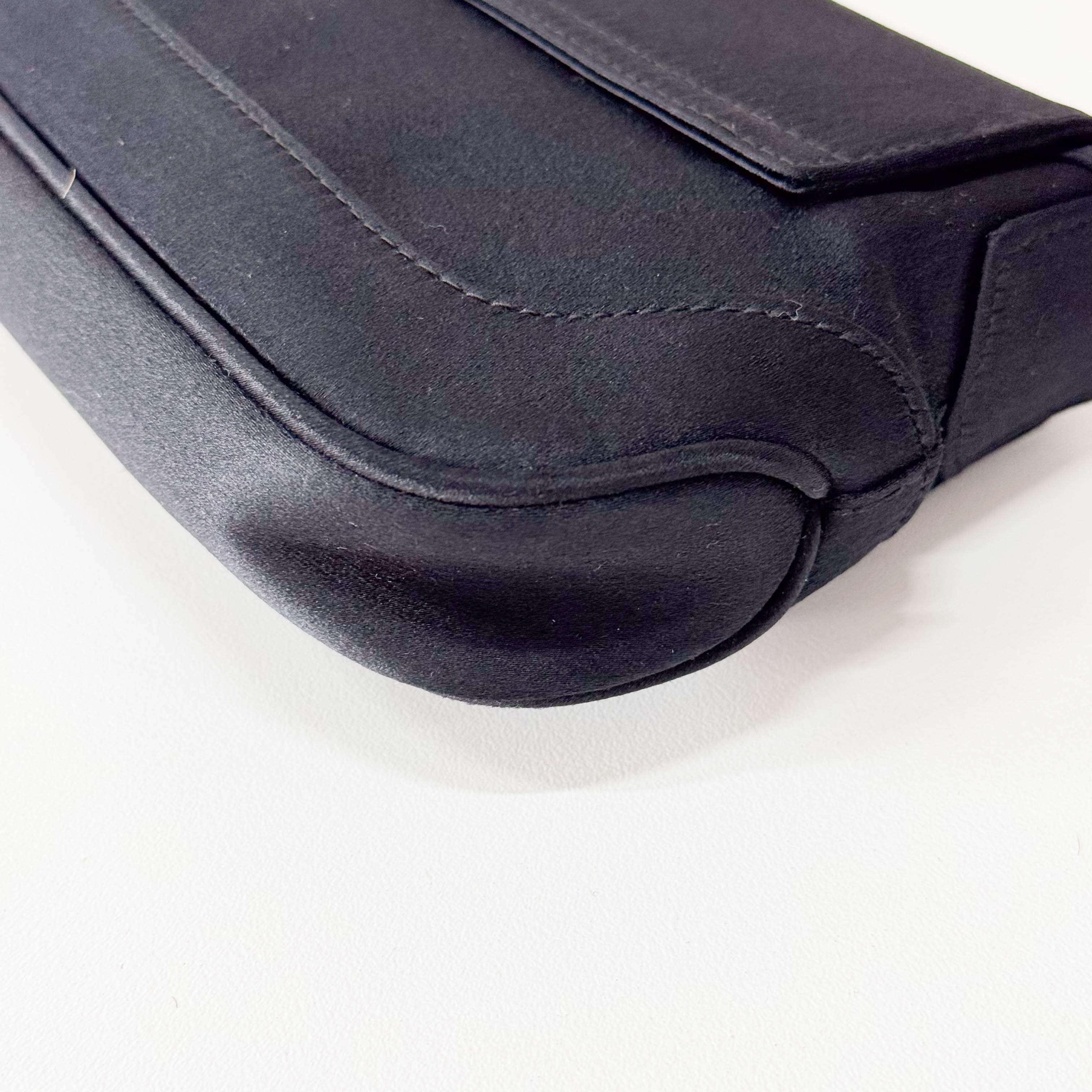 Mini Jackie Black Satin Shoulder Bag