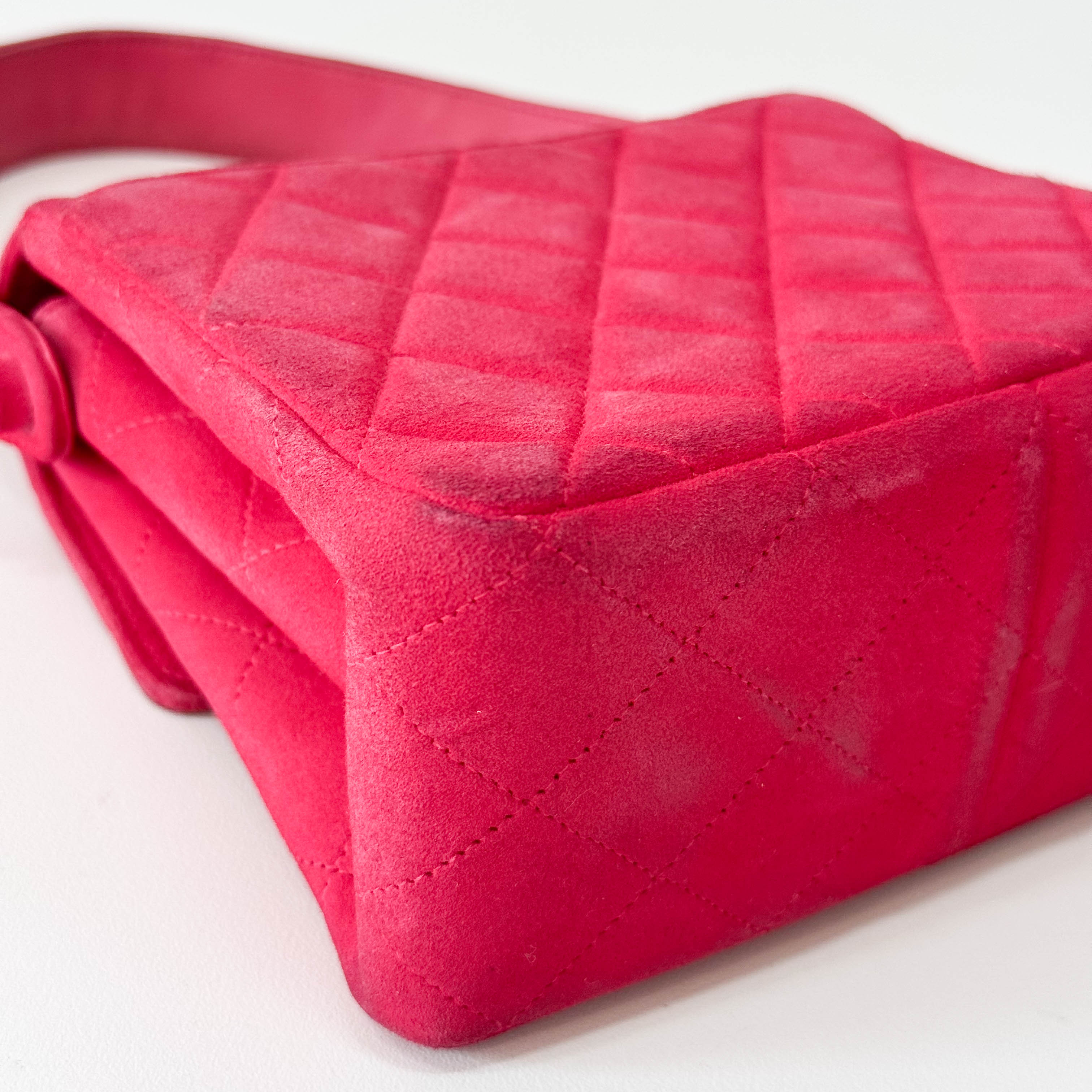 Matelasse in Pink Suede and Gold CC Logo Mini Bag