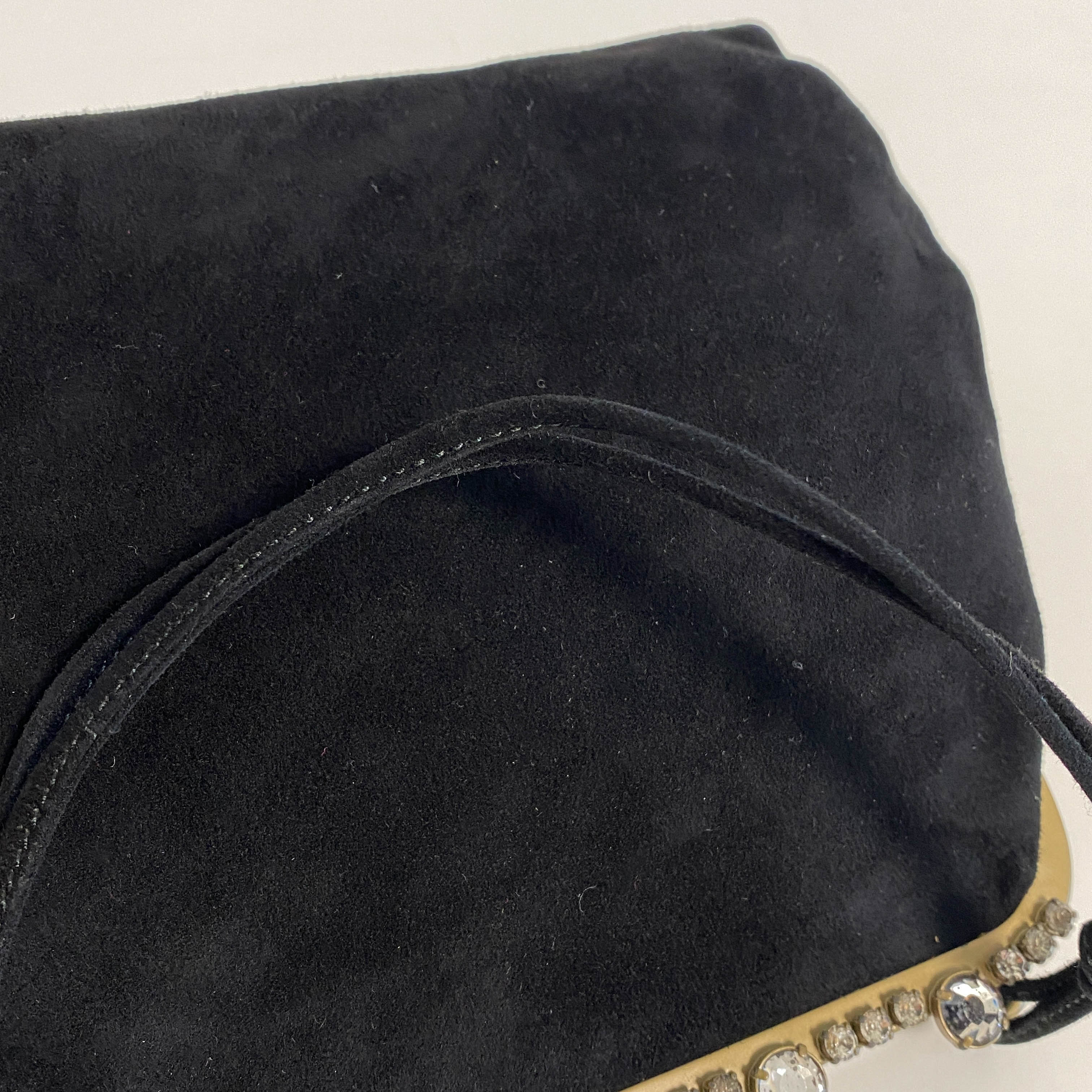 Velvet Black Rhinestone Frame Handbag