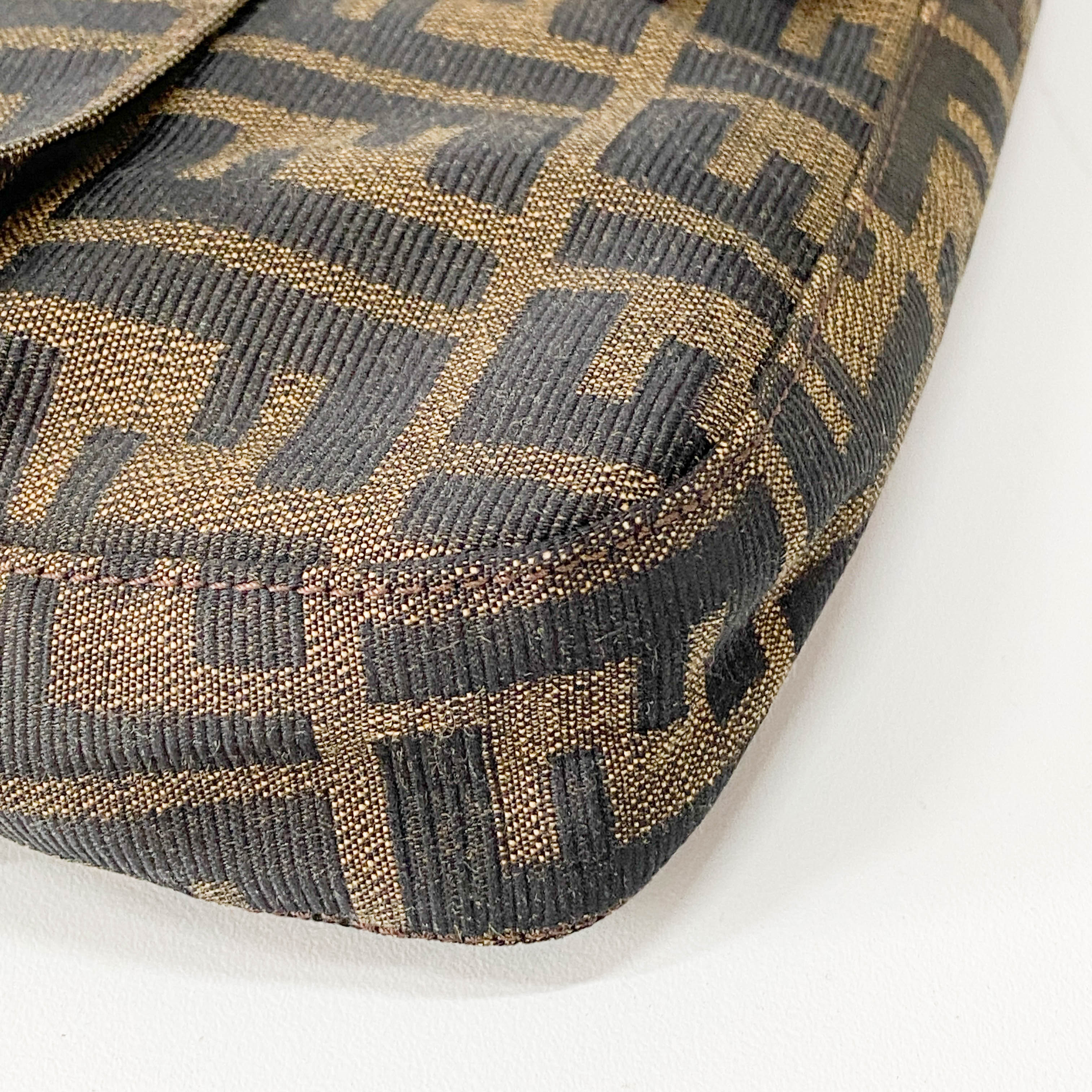 Zucca Baguette Brown Canvas Shoulder Bag