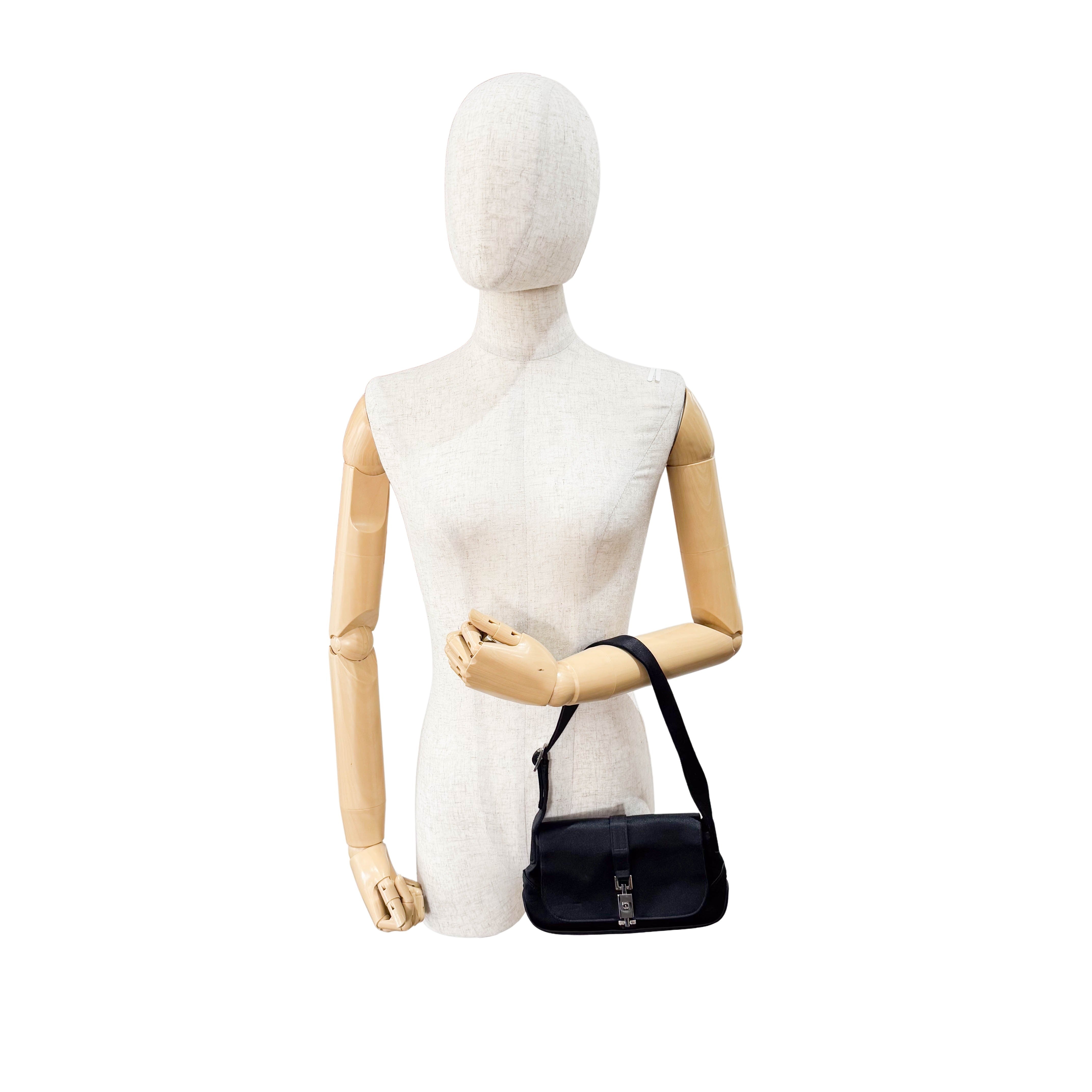 Mini Jackie Black Satin Shoulder Bag