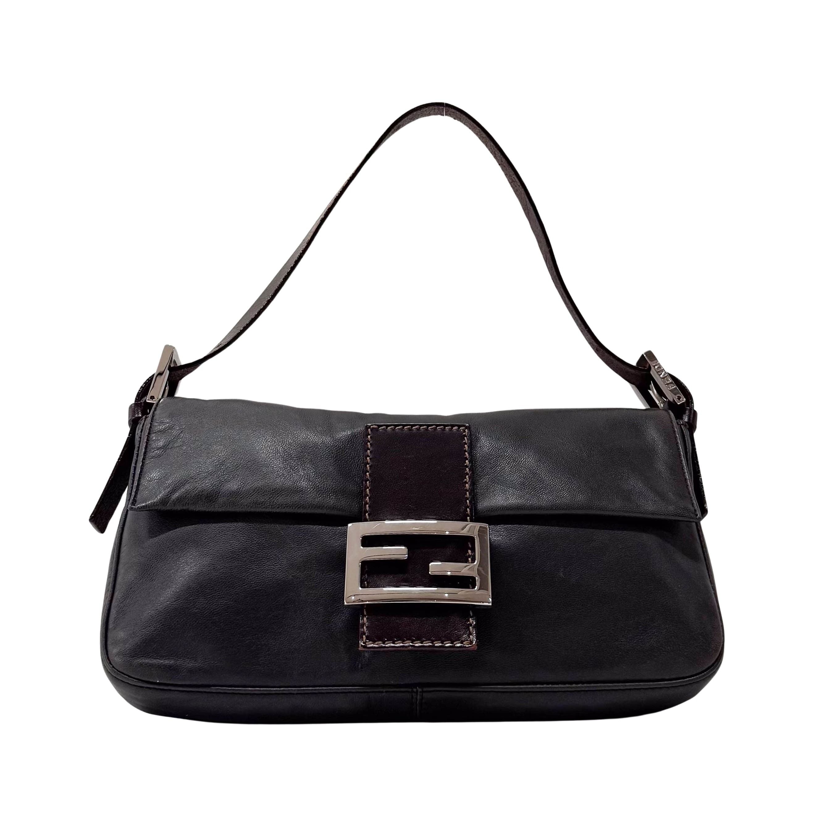 Baguette Black Nappa Leather Shoulder Bag