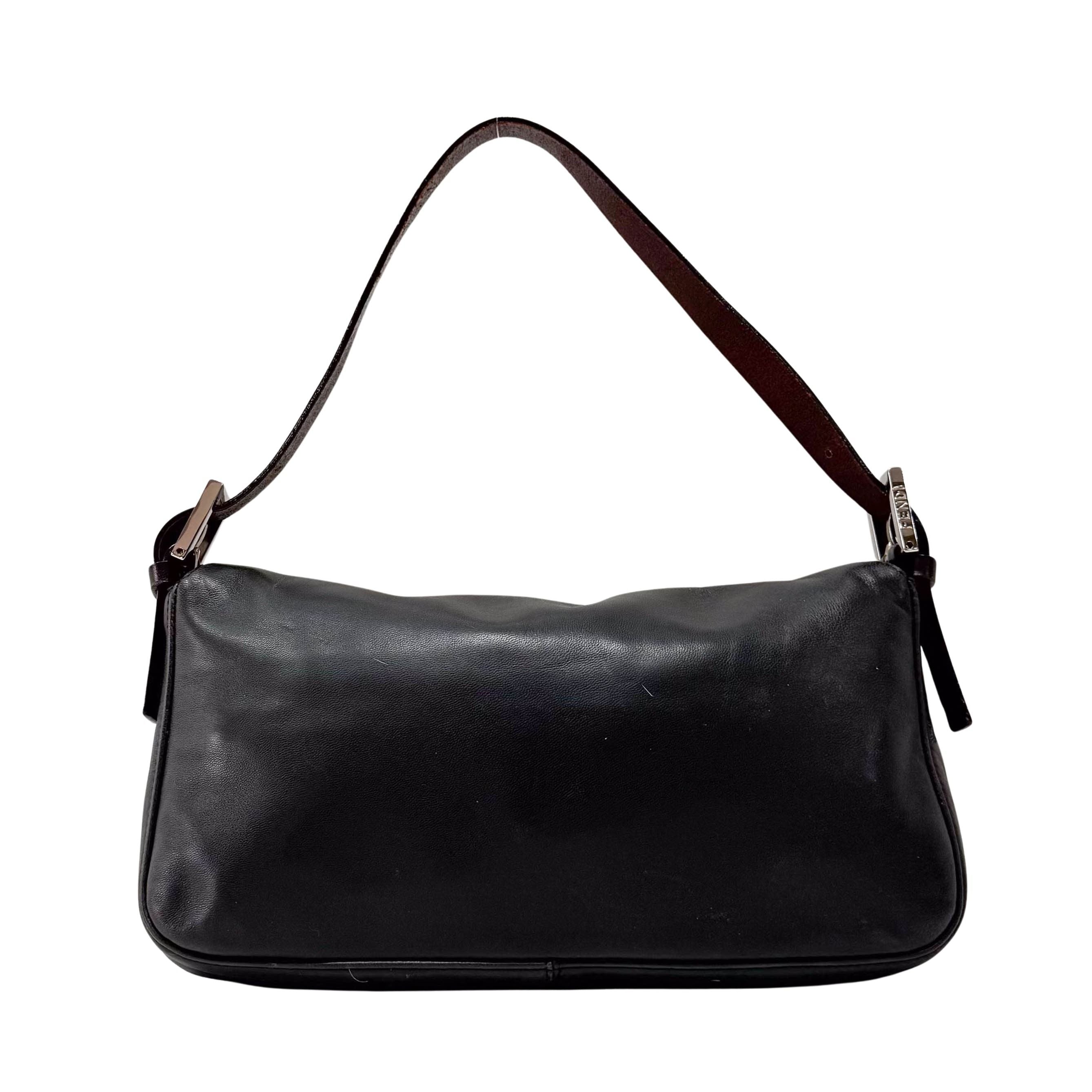 Baguette Black Nappa Leather Shoulder Bag