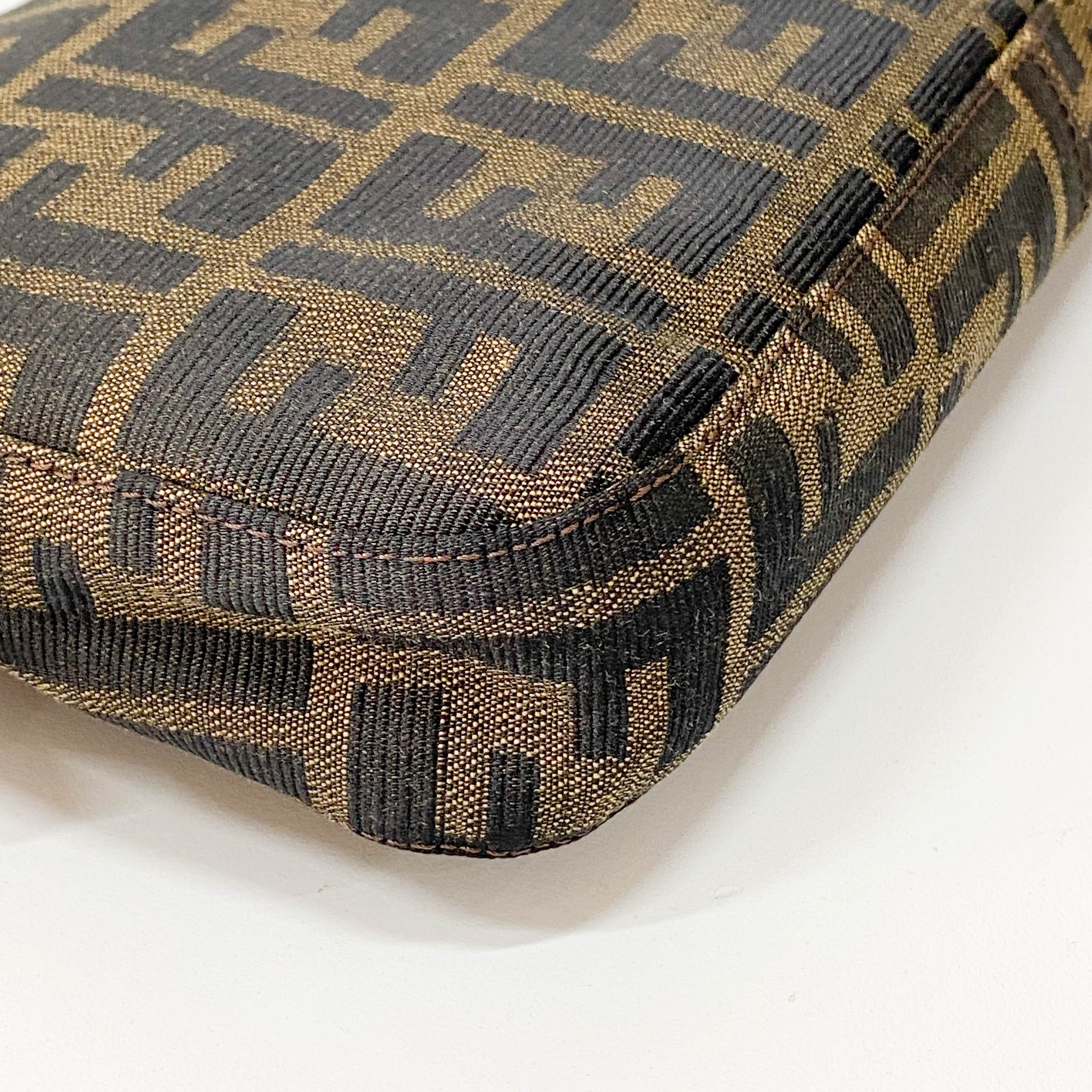 Zucca Baguette Brown Canvas Shoulder Bag