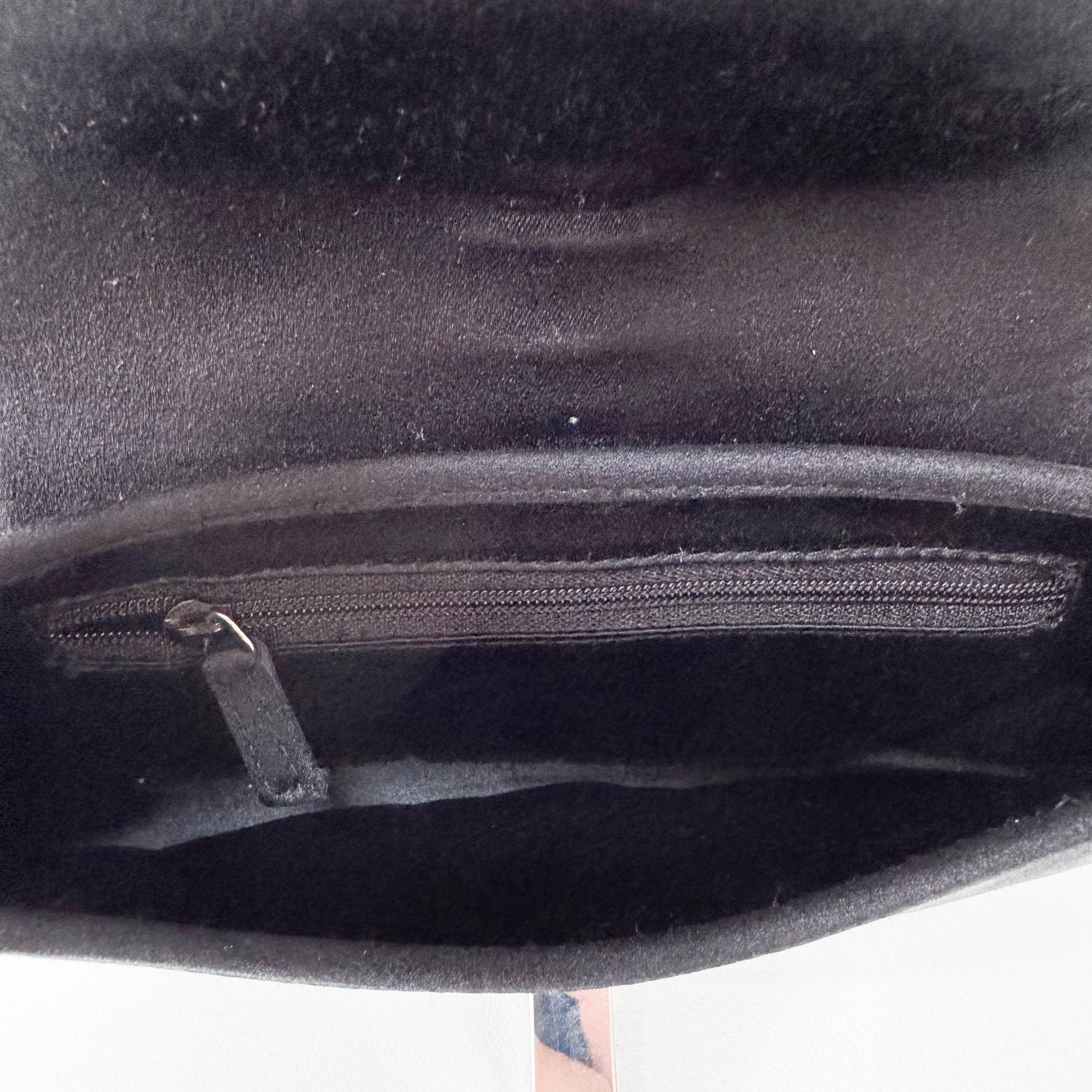 Mini Jackie Black Satin Shoulder Bag