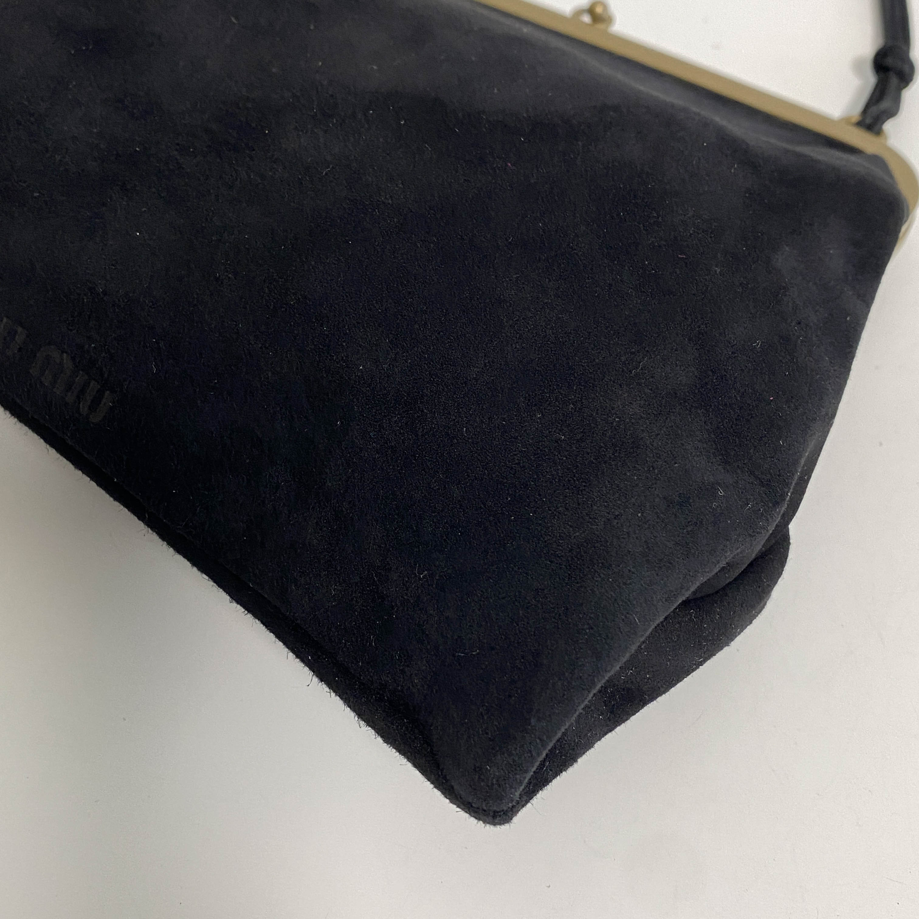 Velvet Black Rhinestone Frame Handbag