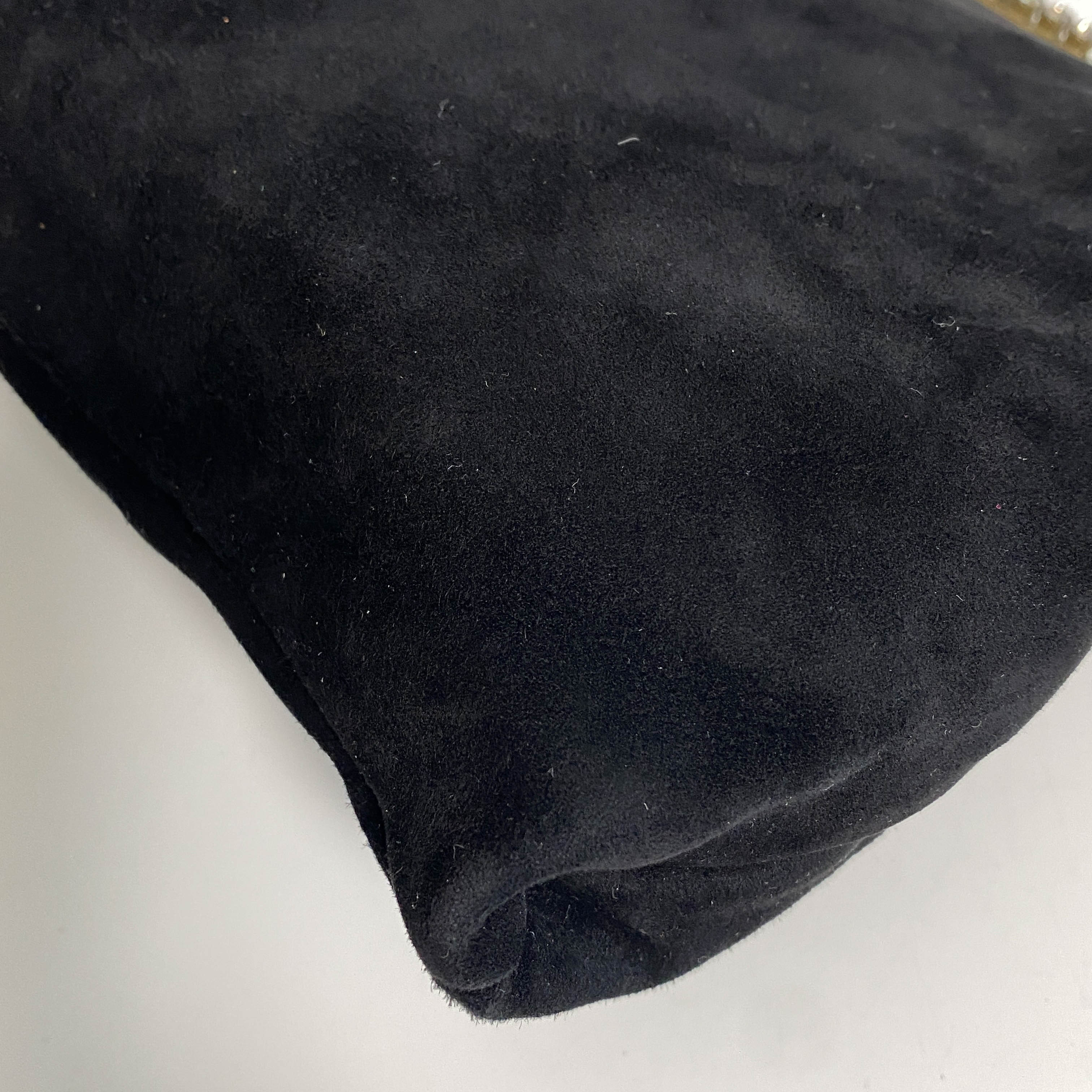 Velvet Black Rhinestone Frame Handbag