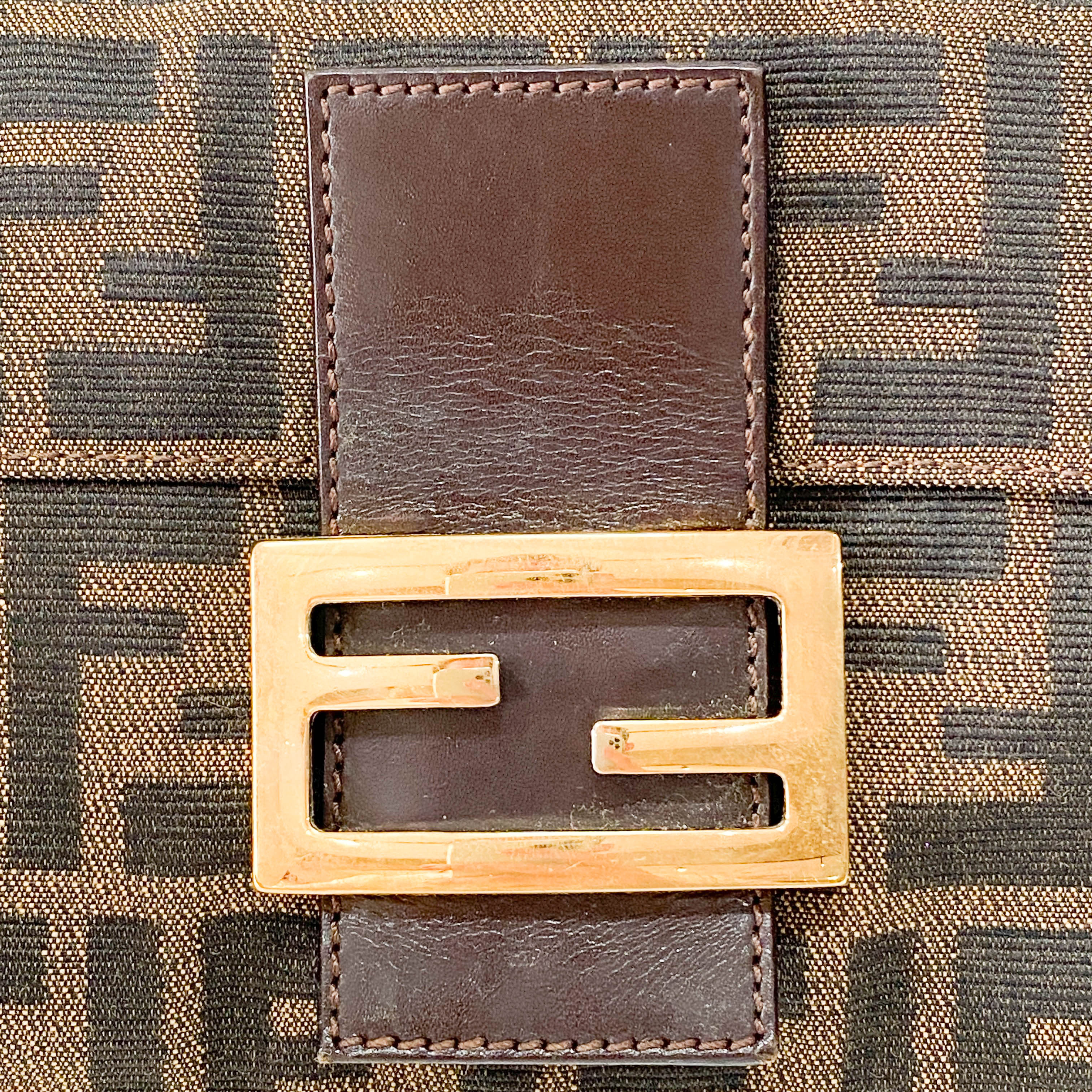 Zucca Baguette Brown Canvas Shoulder Bag