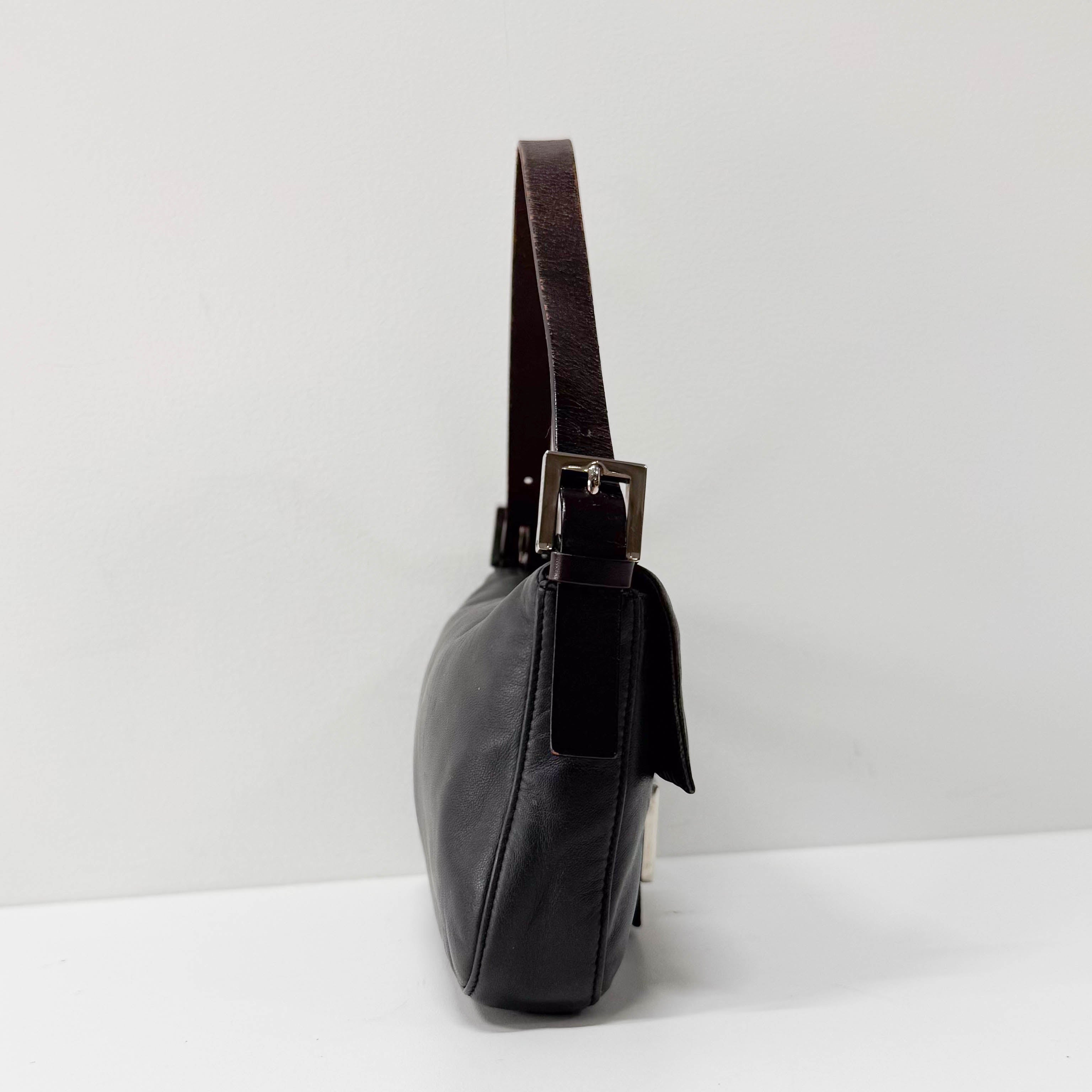Baguette Black Nappa Leather Shoulder Bag