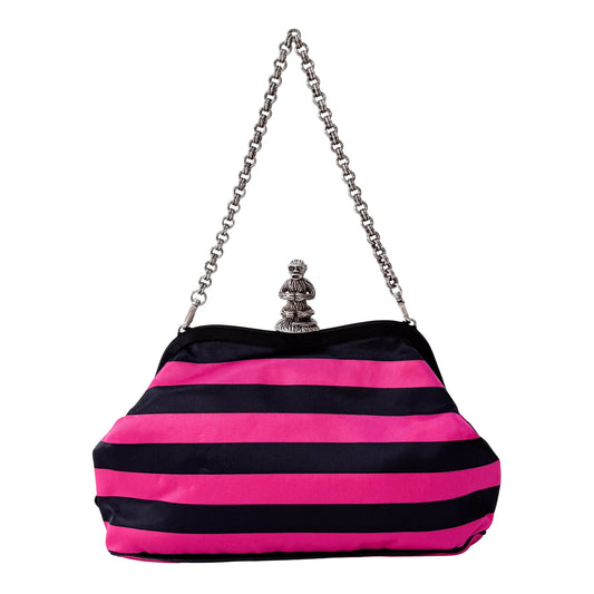 Black & Purple Striped Canvas "Monkey" Shoulder Bag