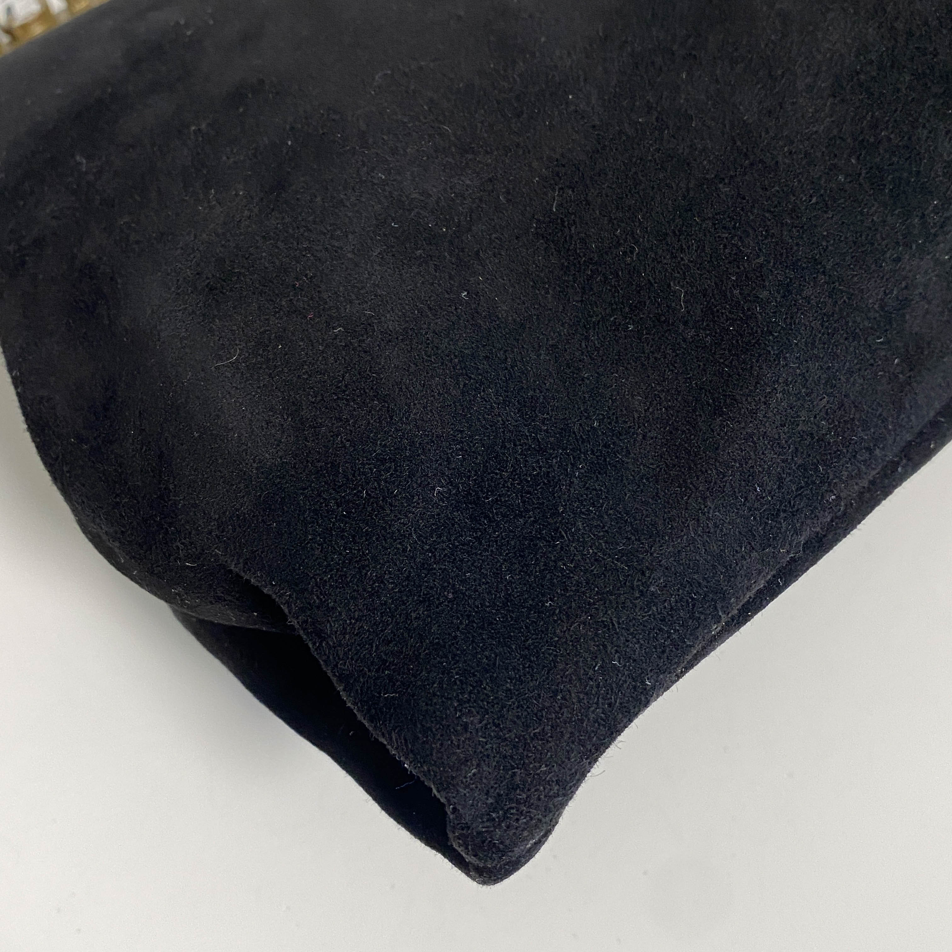 Velvet Black Rhinestone Frame Handbag