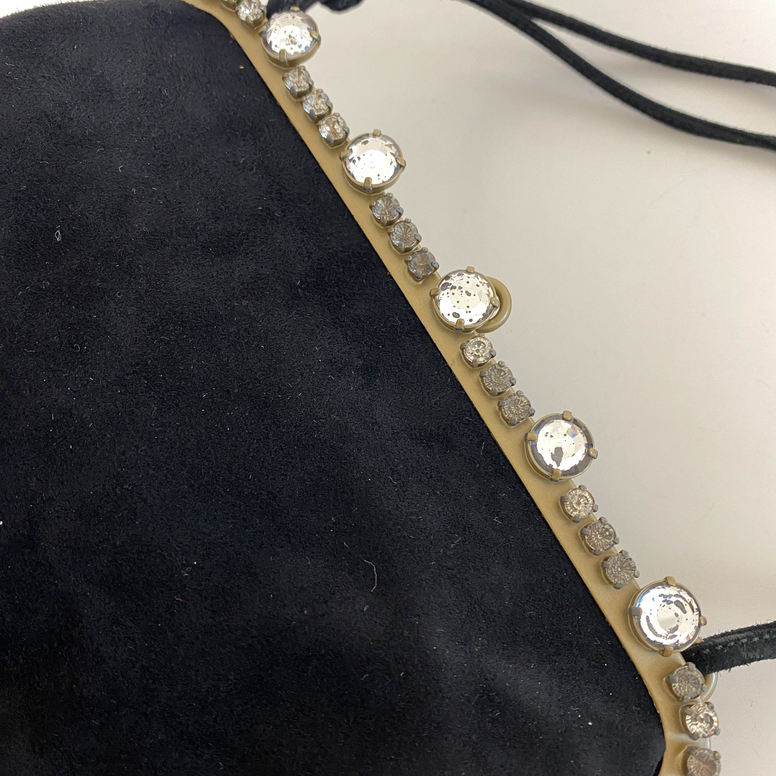 Velvet Black Rhinestone Frame Handbag