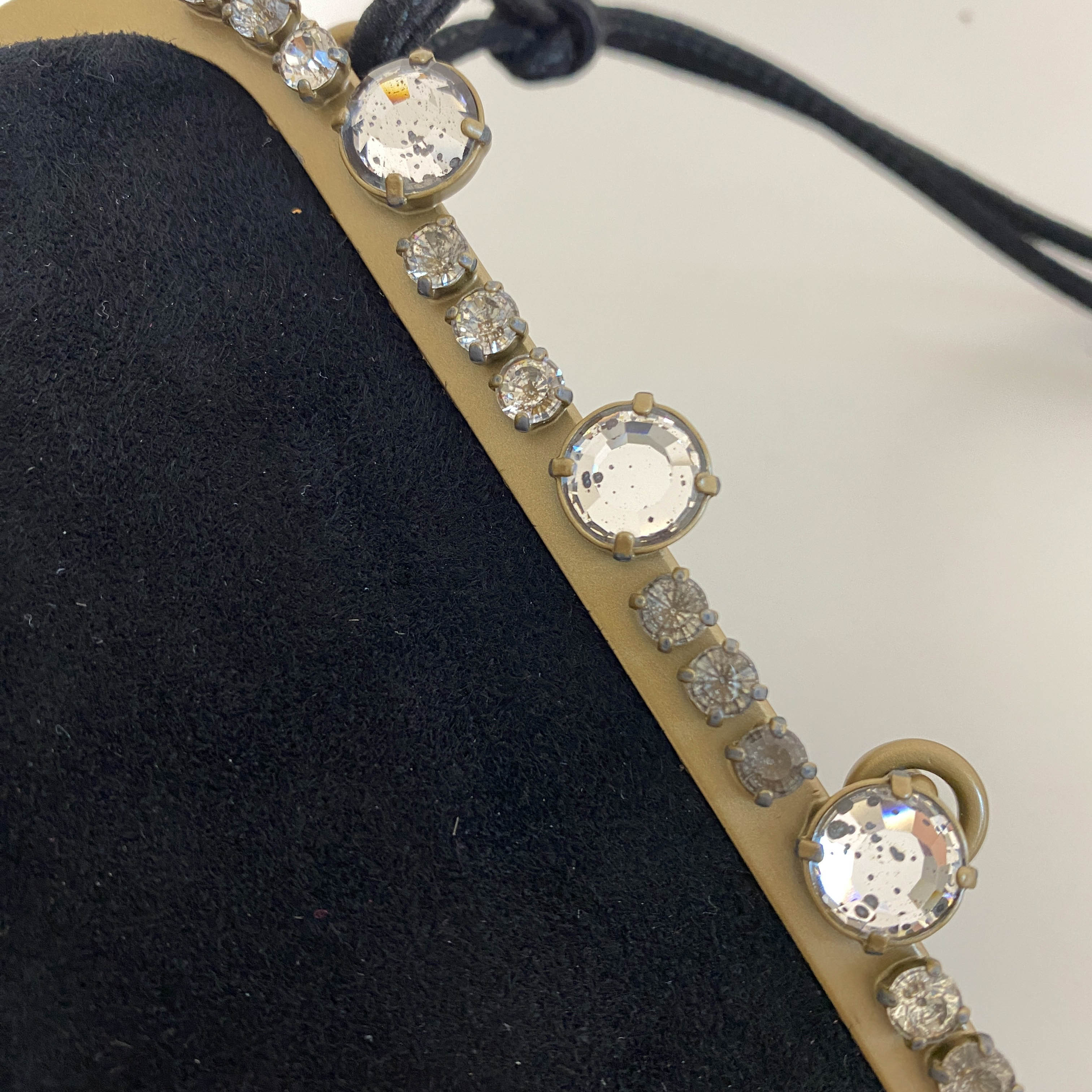 Velvet Black Rhinestone Frame Handbag