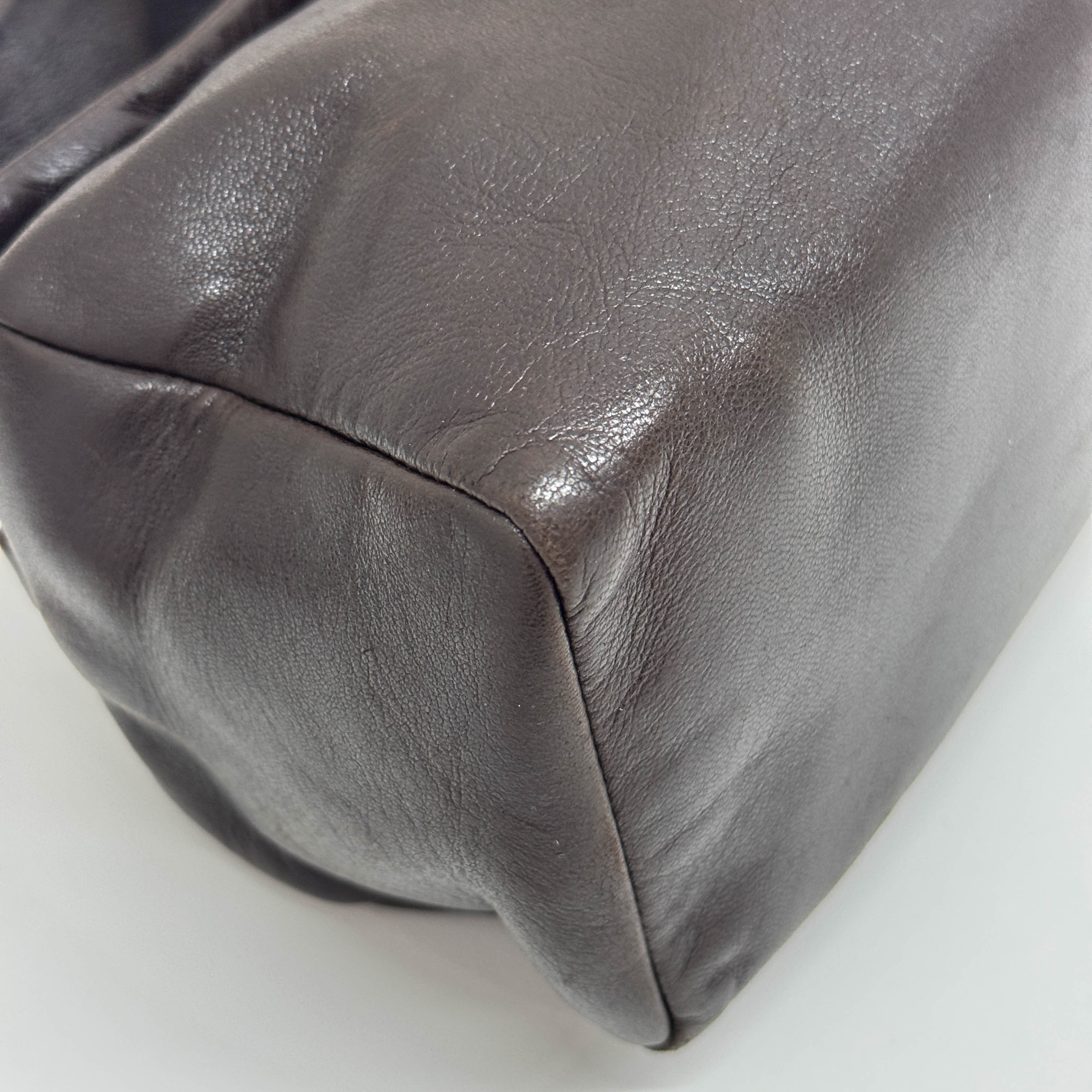 Wide Strap Brown Leather Shoulder Bag