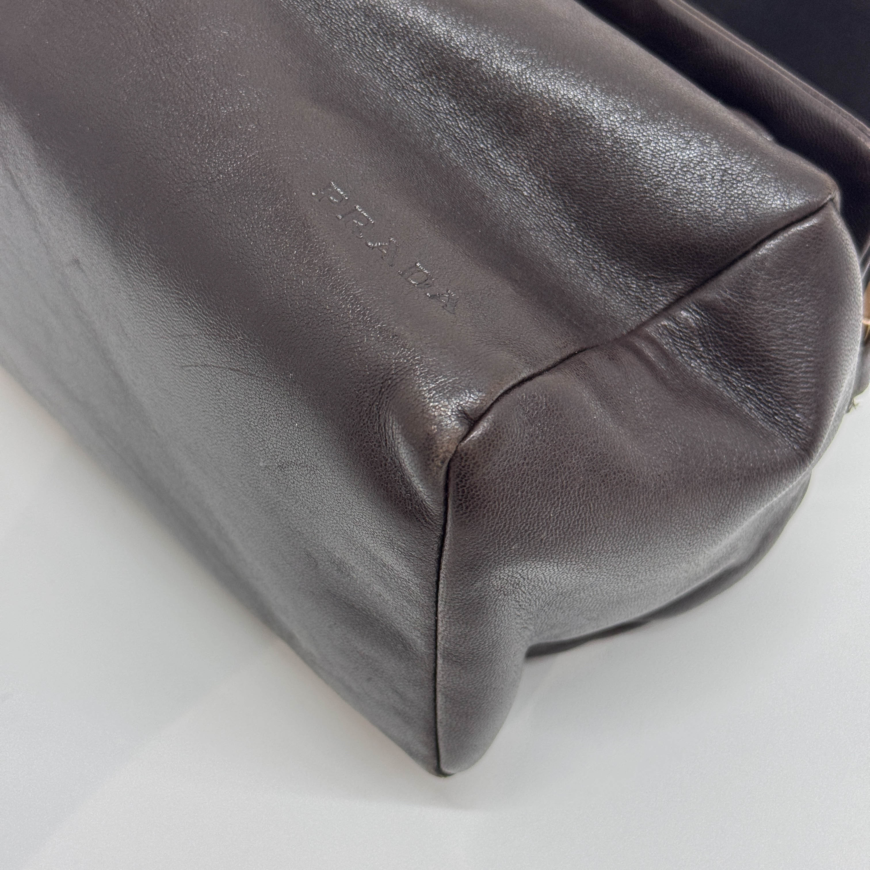 Wide Strap Brown Leather Shoulder Bag