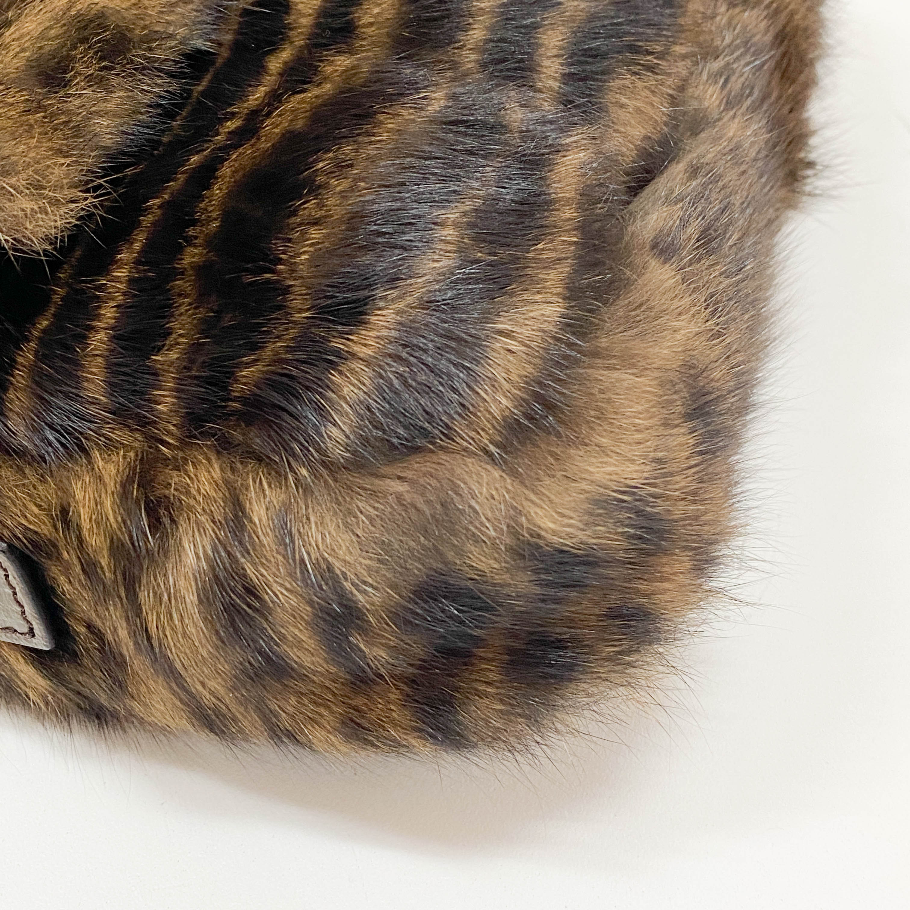 Baguette Brown Striped Fur Shoulder Bag