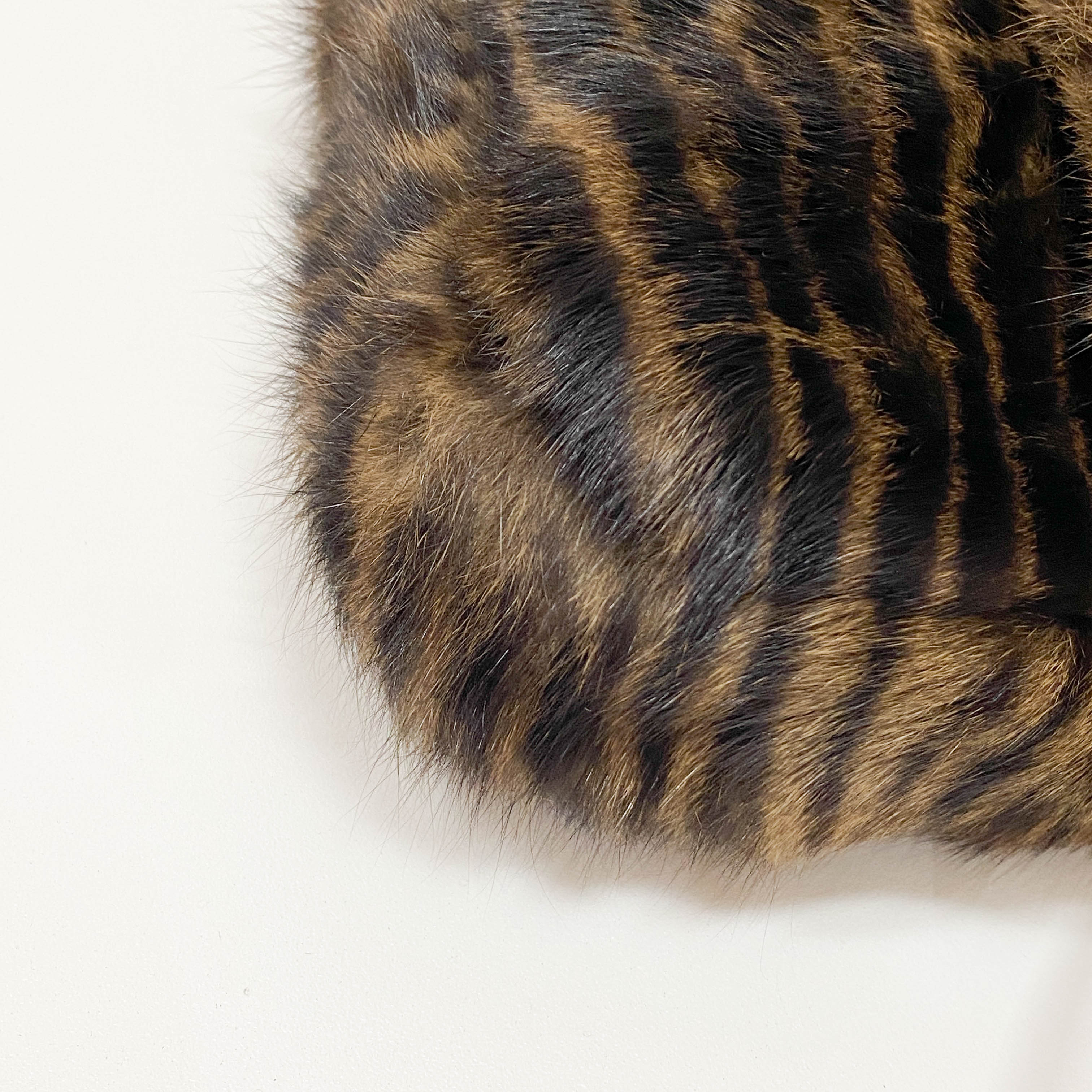 Baguette Brown Striped Fur Shoulder Bag