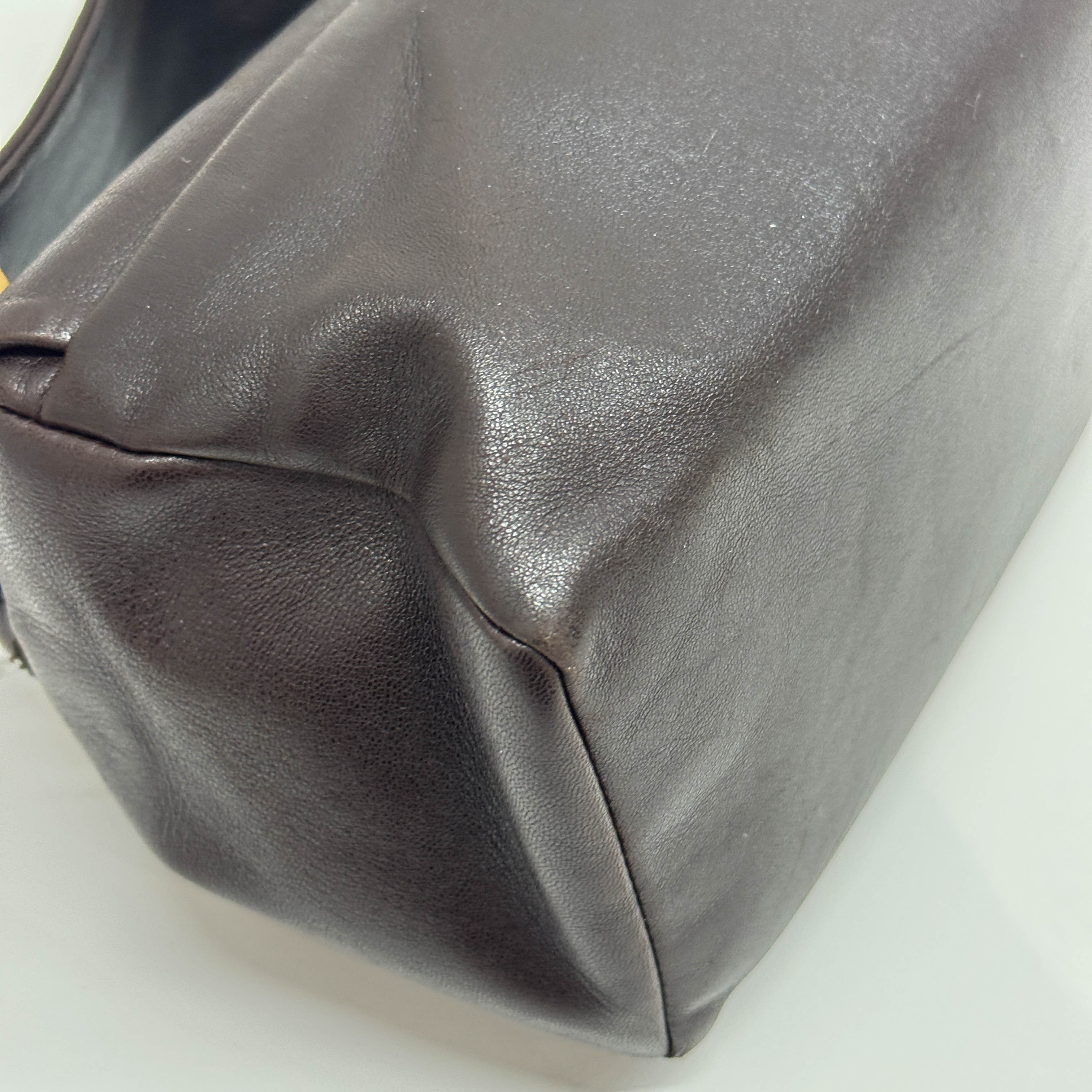 Wide Strap Brown Leather Shoulder Bag