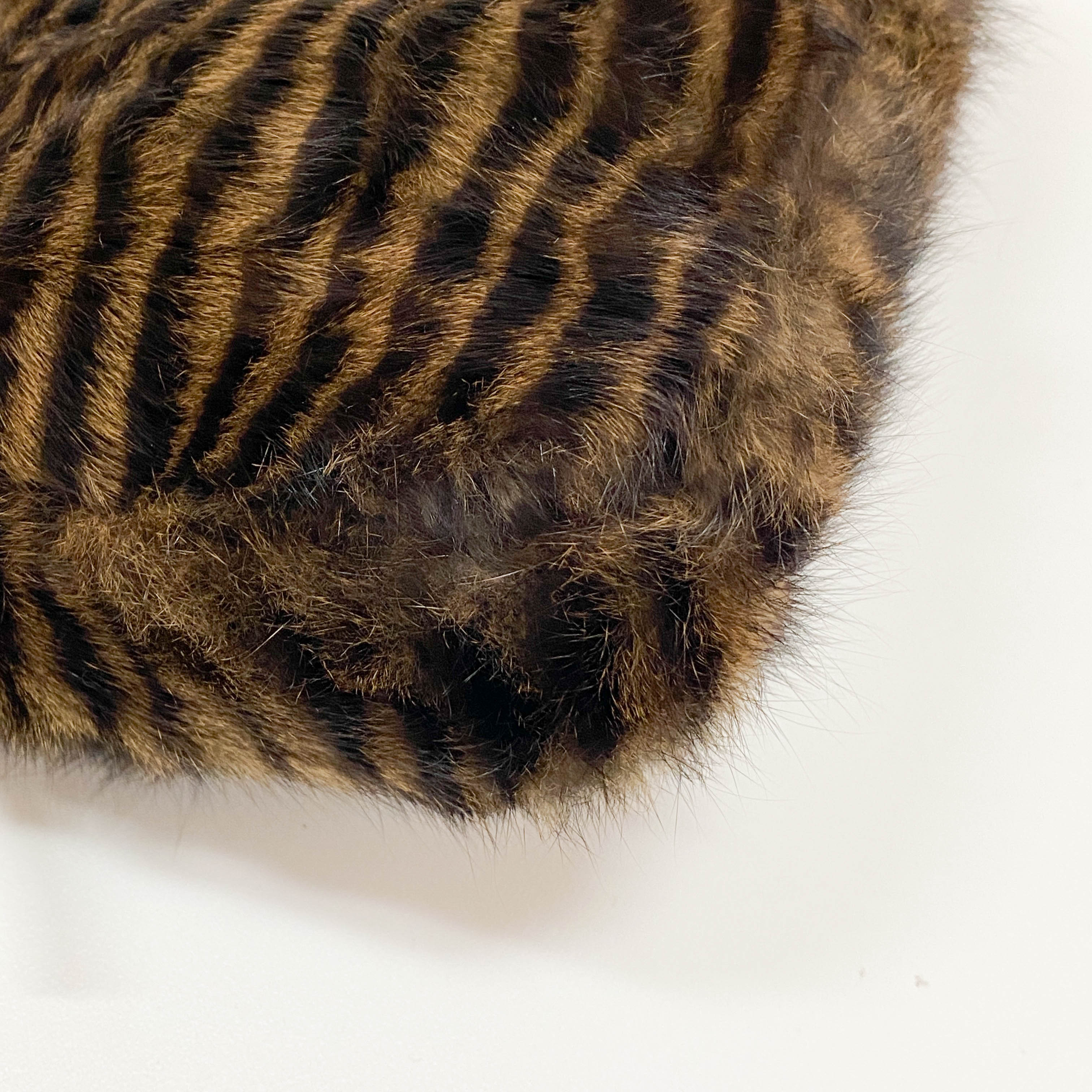 Baguette Brown Striped Fur Shoulder Bag