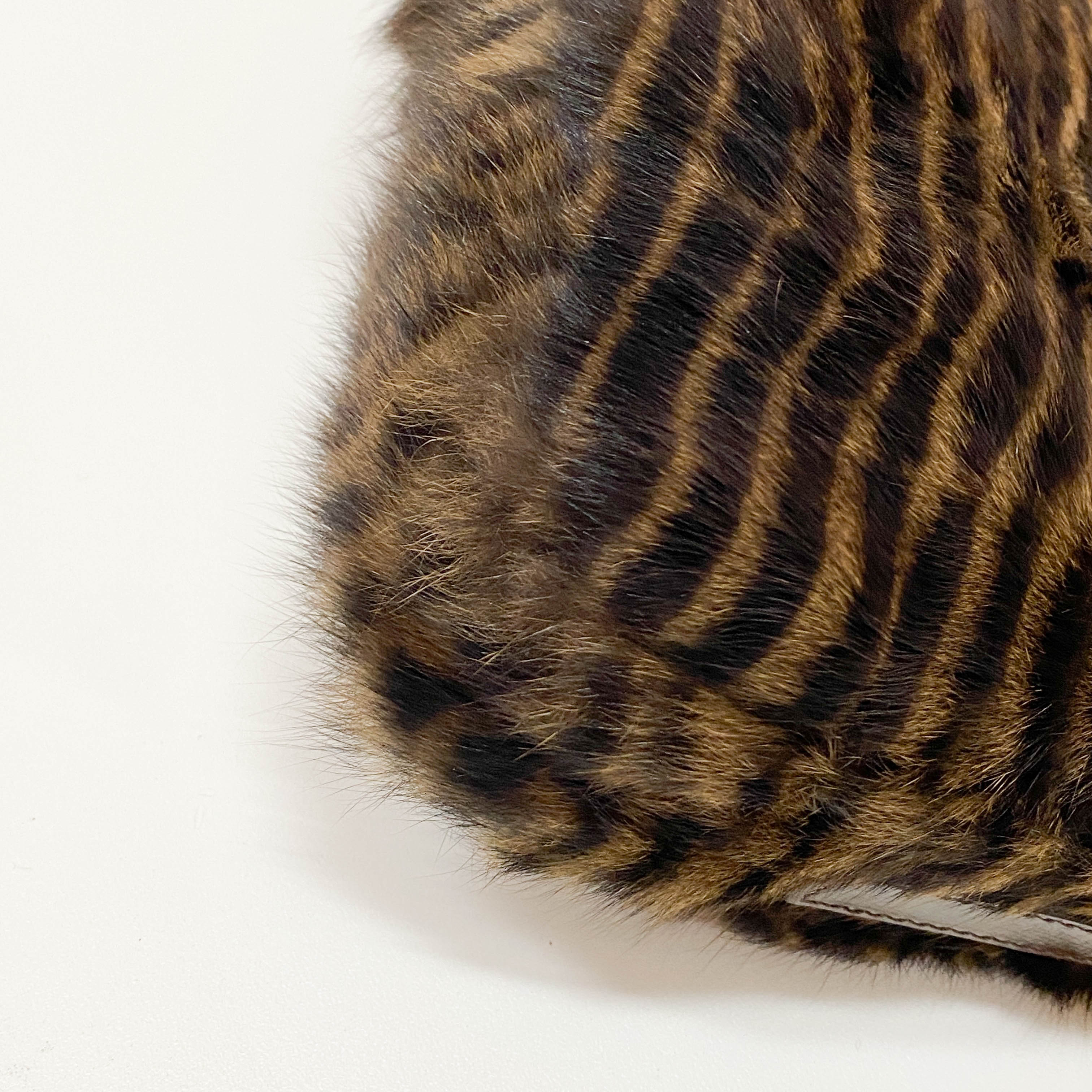 Baguette Brown Striped Fur Shoulder Bag