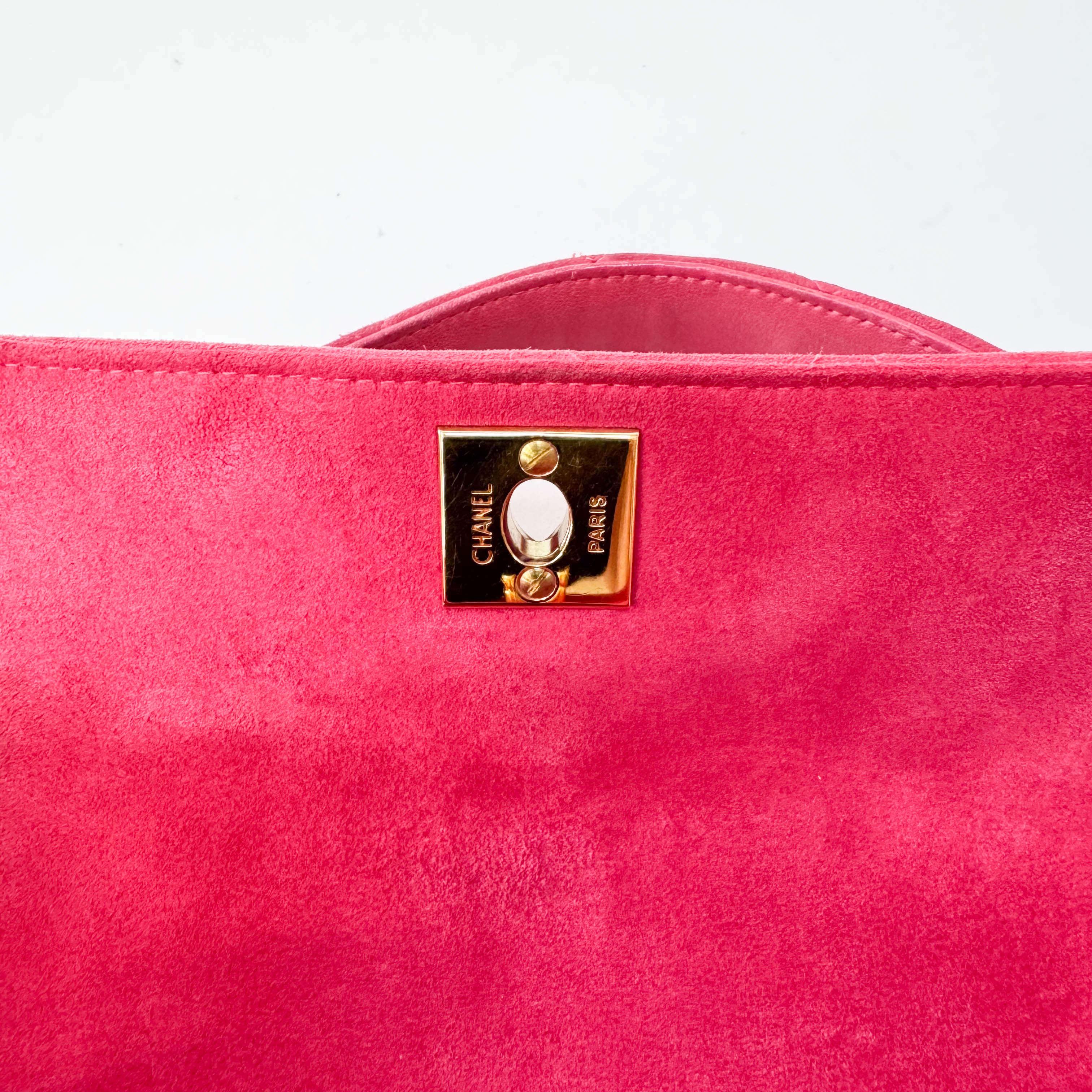 Matelasse in Pink Suede and Gold CC Logo Mini Bag