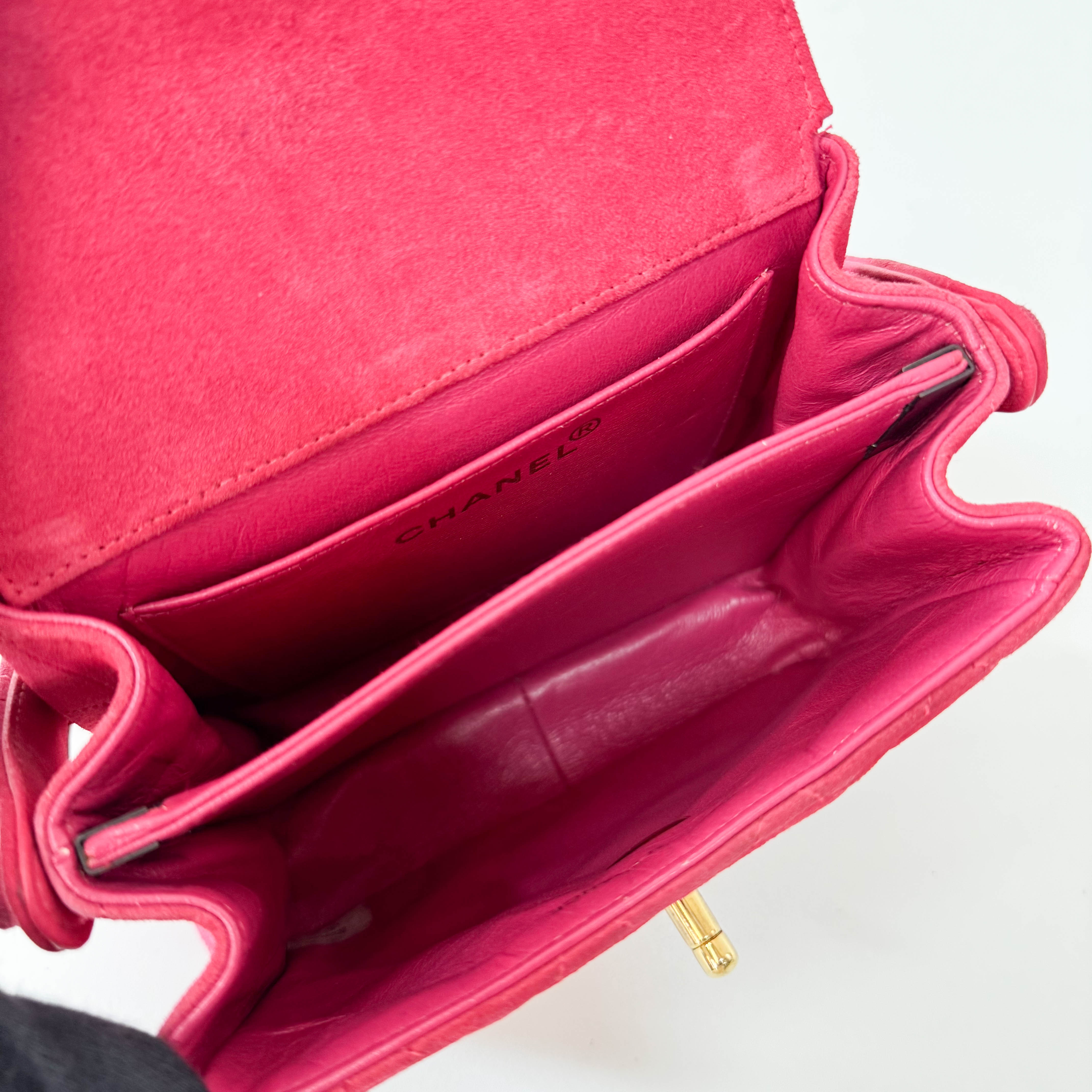 Matelasse in Pink Suede and Gold CC Logo Mini Bag