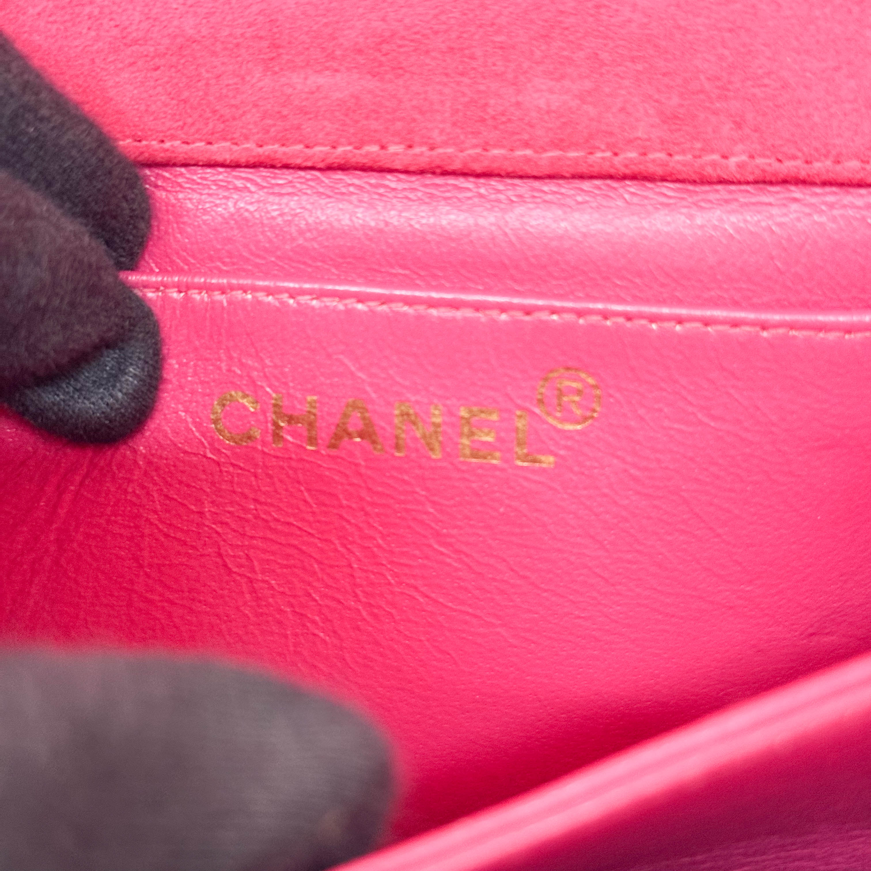 Matelasse in Pink Suede and Gold CC Logo Mini Bag