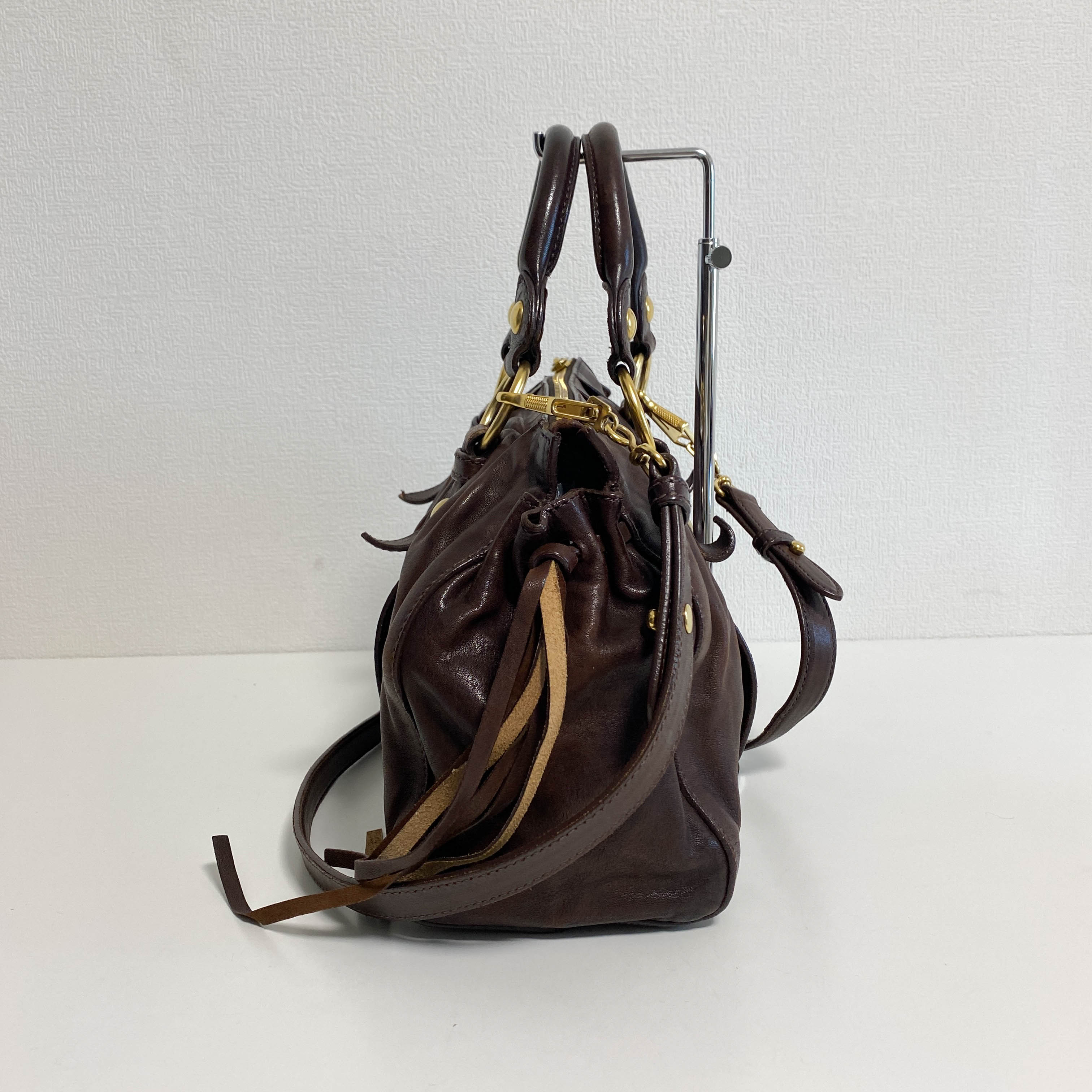 Vitello Brown Leather Handbag Shoulder Bag