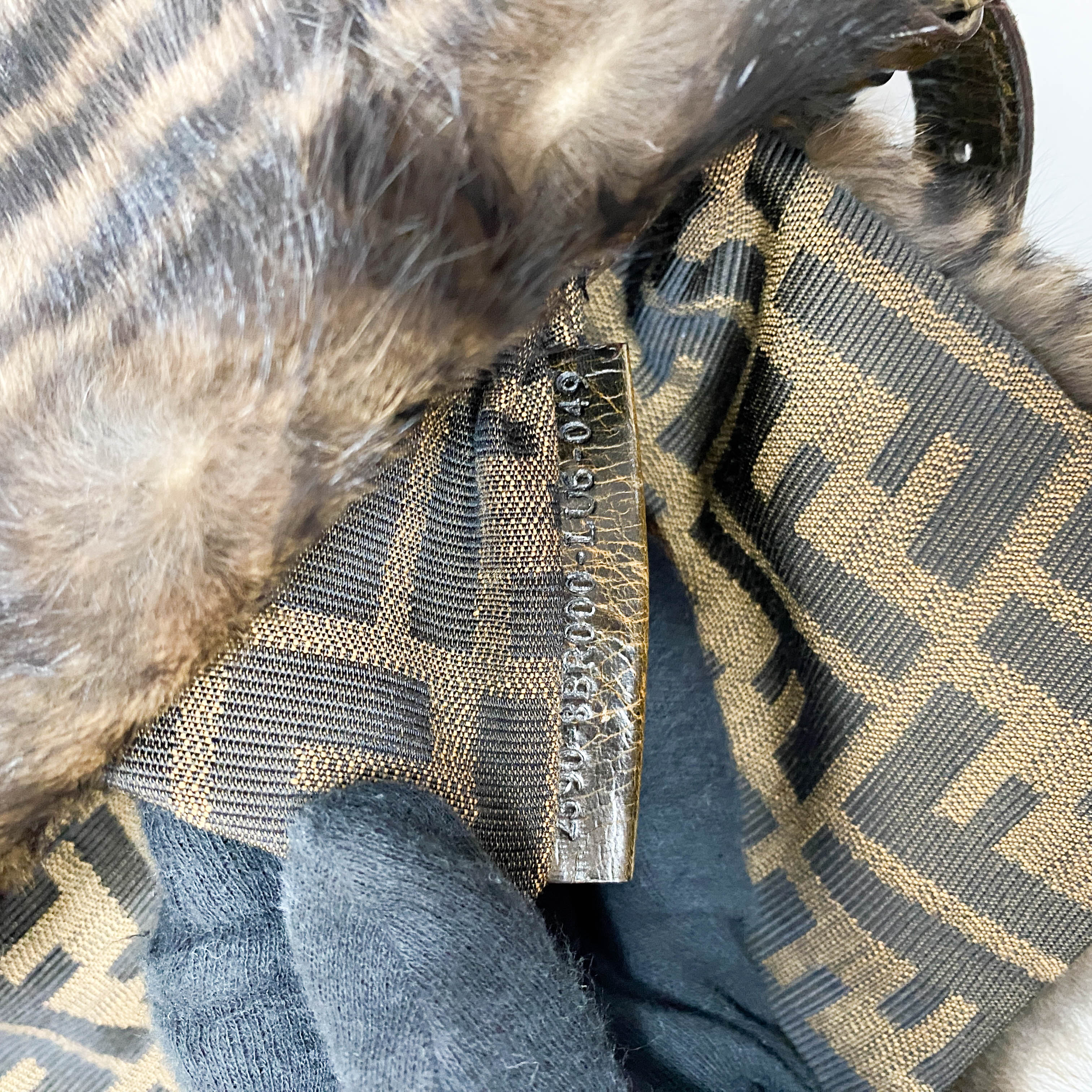 Baguette Brown Striped Fur Shoulder Bag